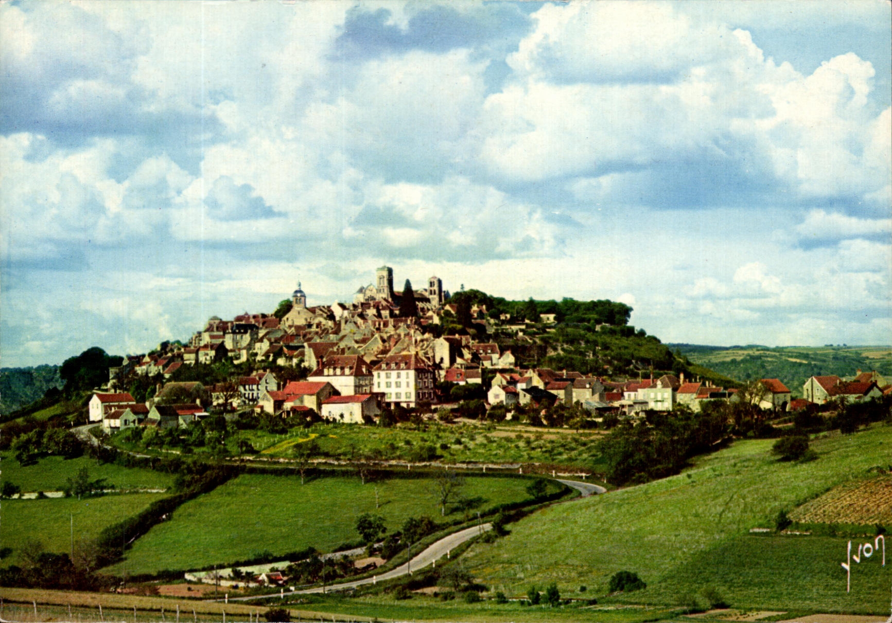 MODERN CARD Colors And Light Of France High Places Of Burgundy Vezelay La Hill