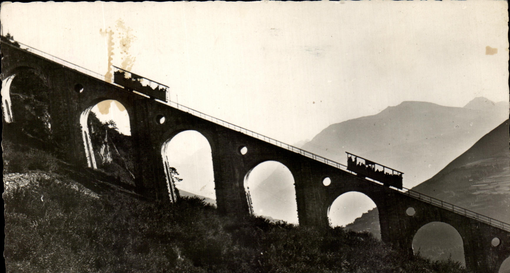 CPA Lourdes the Funicular Of the Peak Of Jer the Viaduct