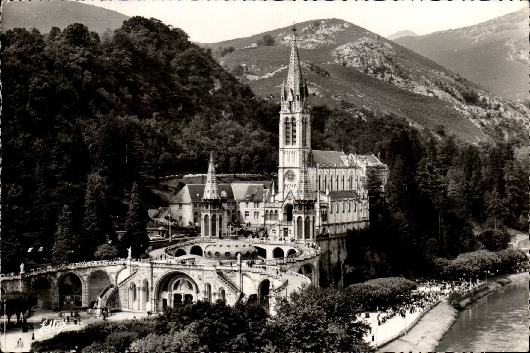 CPSM Lourdes La Overall picture Basilica And Gave