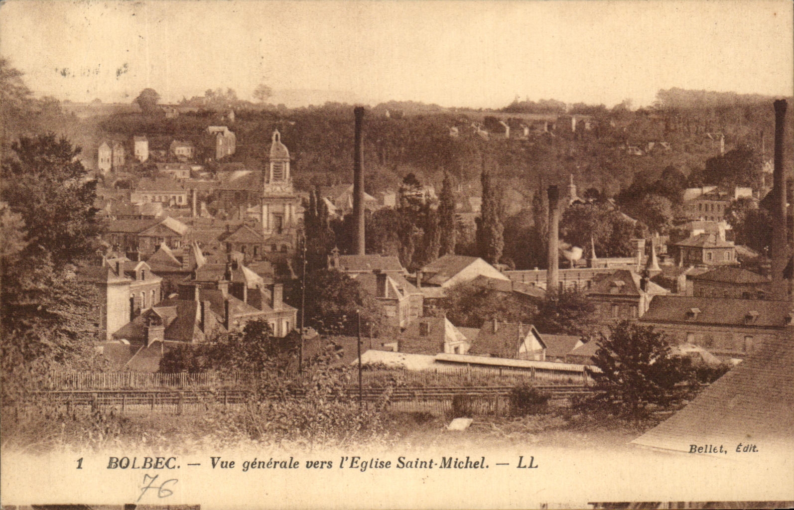 CPA Bolbec View towards the Church Michel Saint