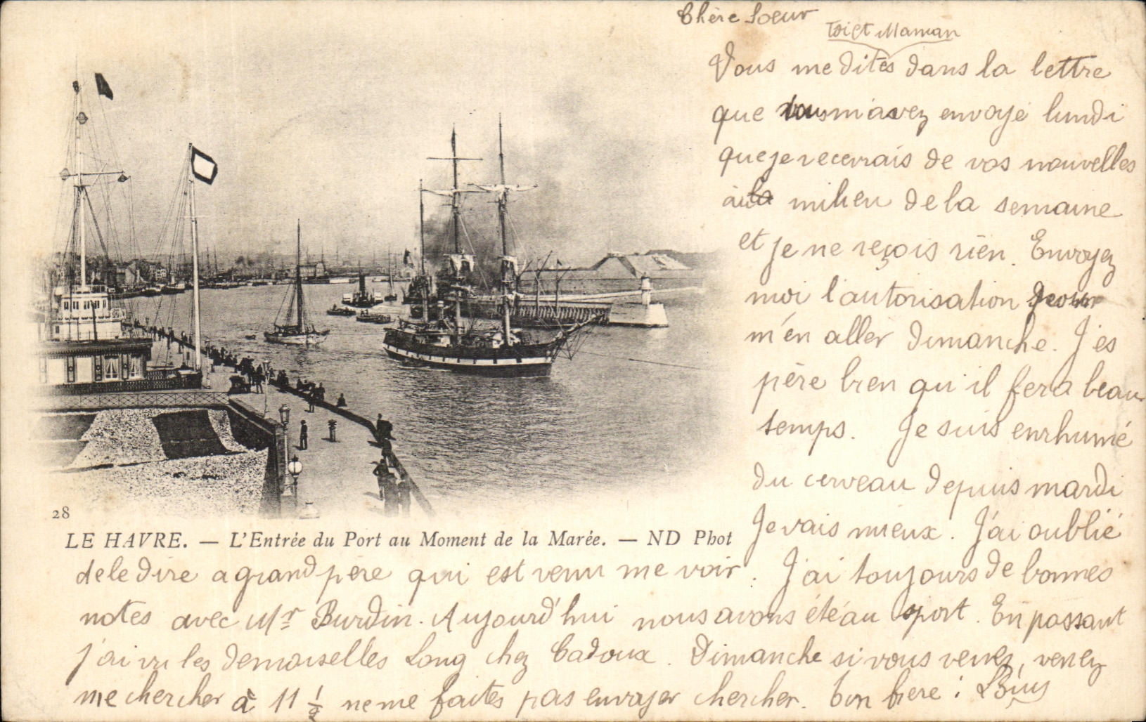 CPA Le Havre L'Entree du Port au Moment de la Maree Bateau