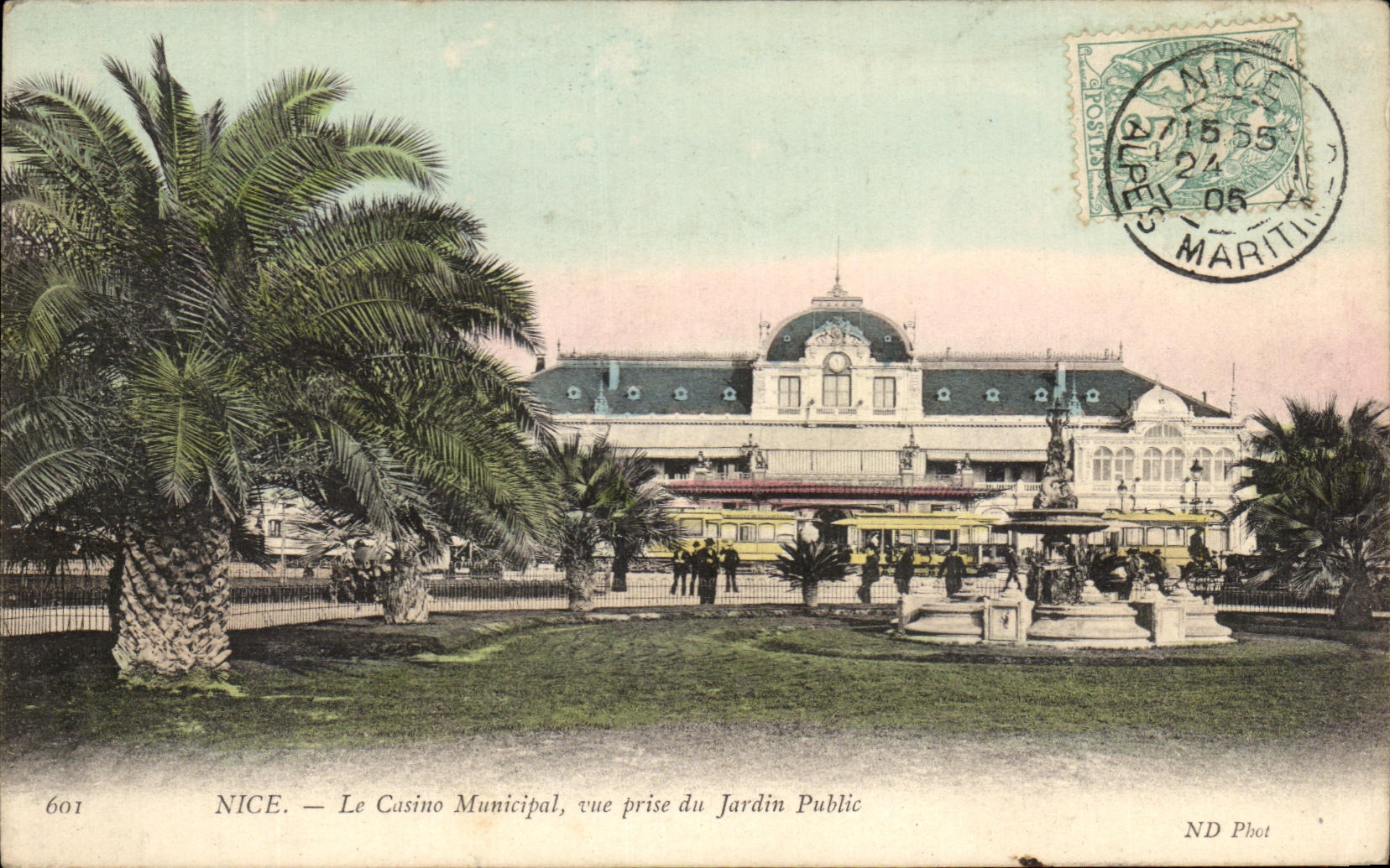 CPA Niza el casino municipal visto de la tranvia del parque