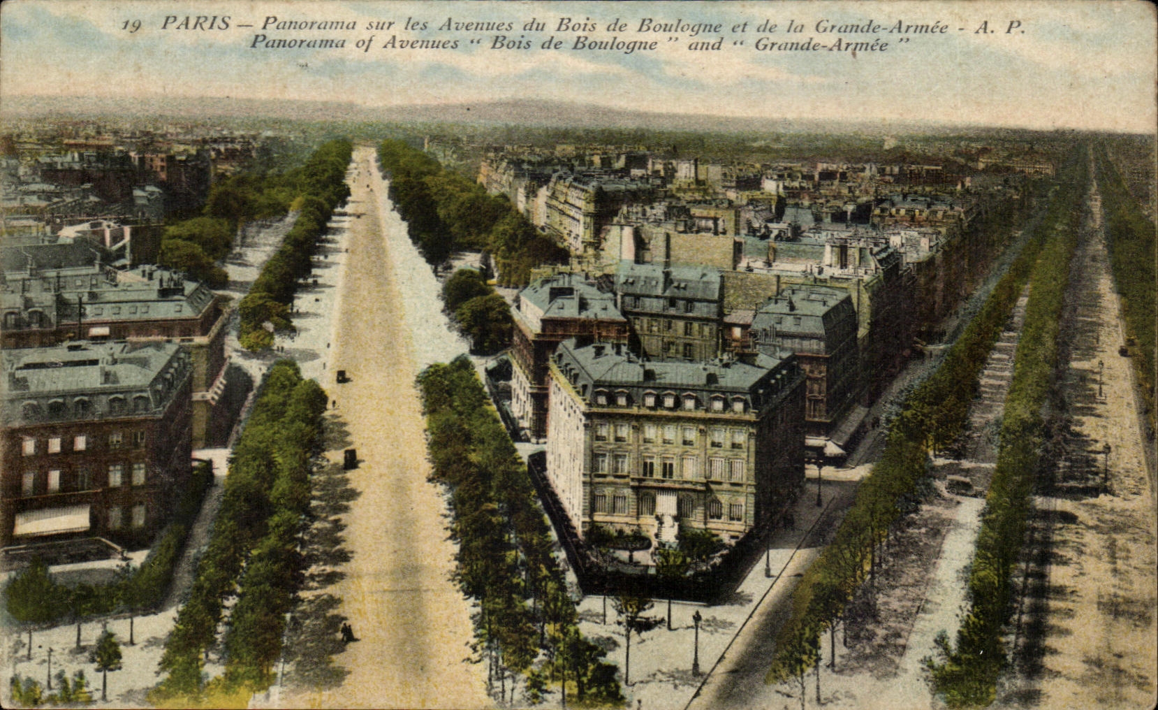Panorama de CPA Paris en las avenidas del Bois de Boulogne y del ejercito grande