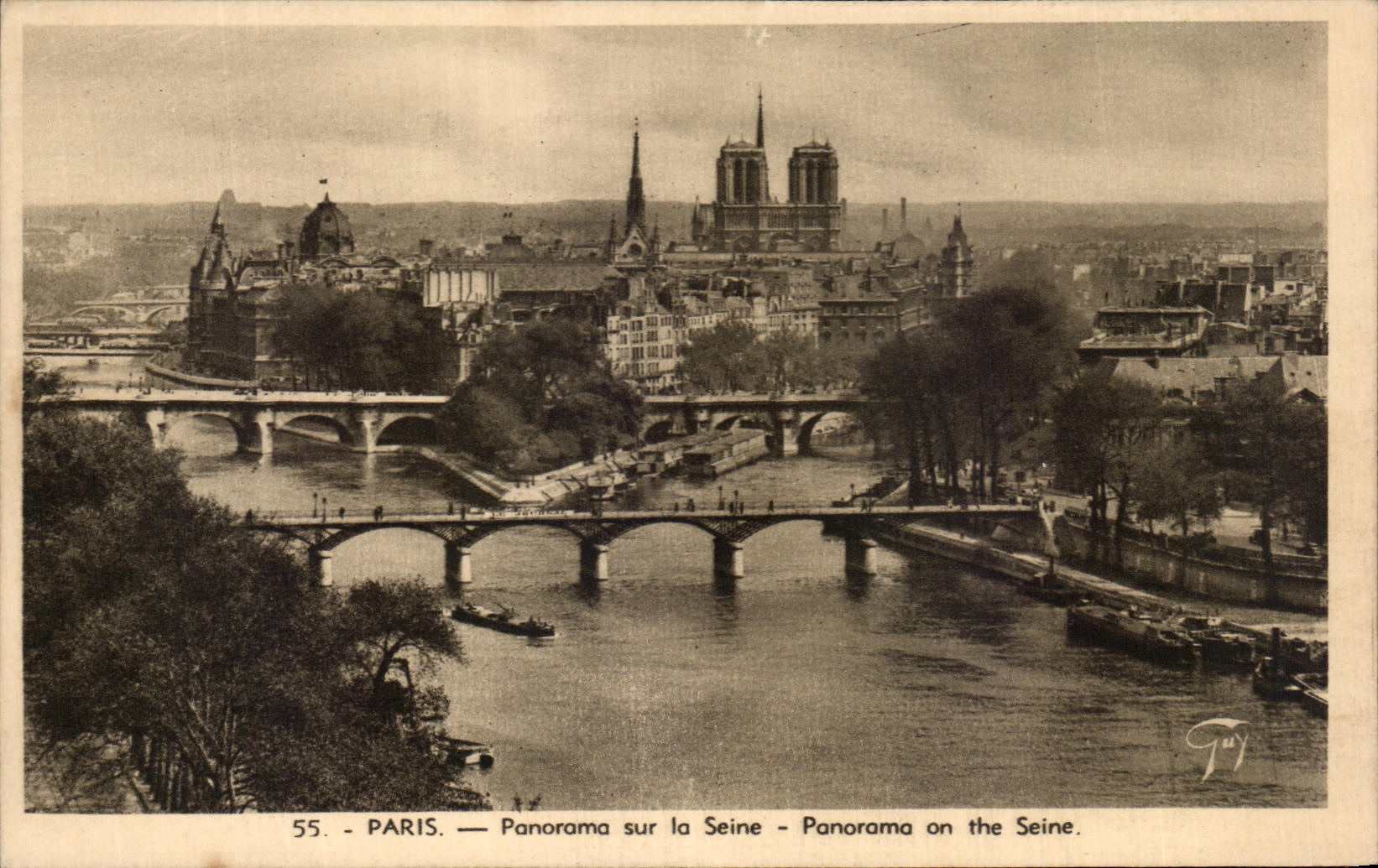 Panorama de CPA Paris en el Seine Notre Dame