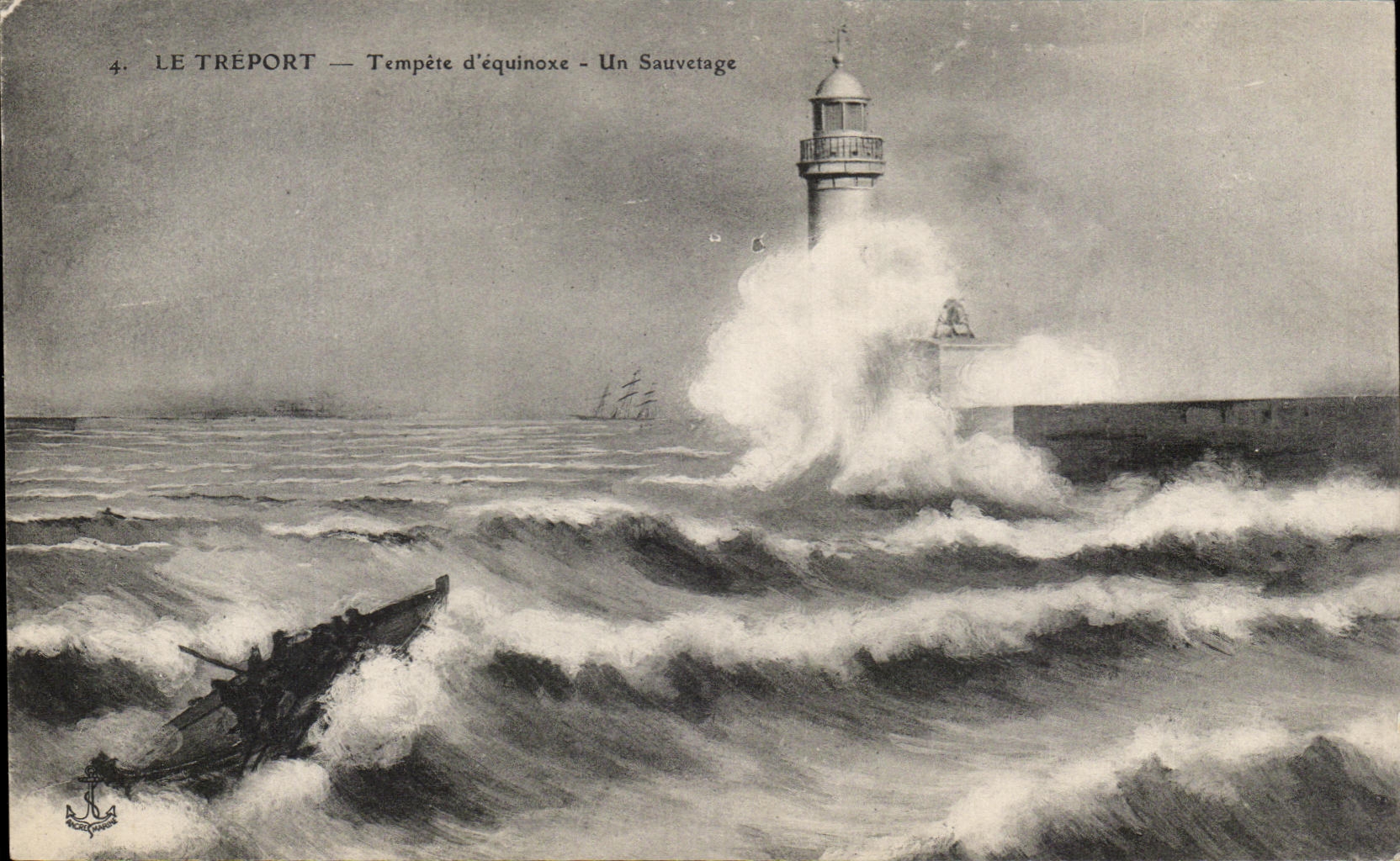 CPA Treport Storm Of Equinox a Rescue Lighthouse