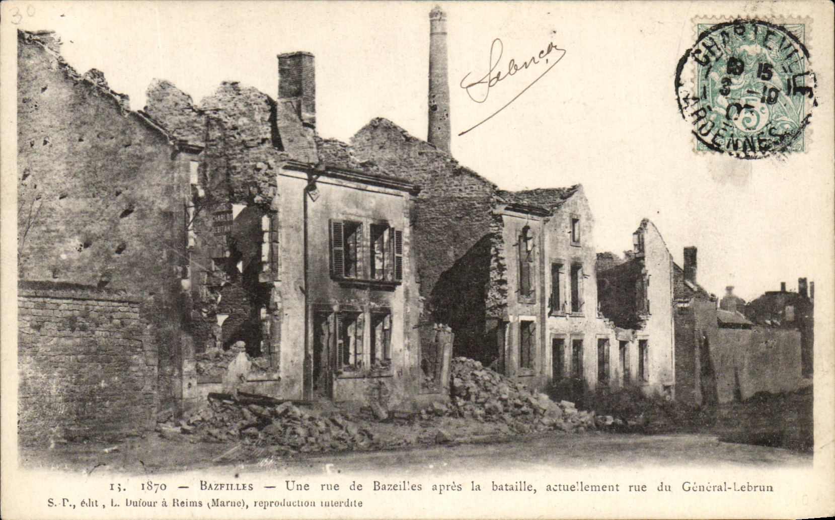 CPA Bazeilles un La de Street De Bazeilles Apres lucha la calle de general Lebrun Militaria