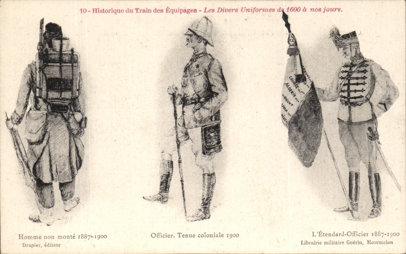 CPA Historique du Train des Equipages Les divers Uniformes de 1600 a nos jours Militaria