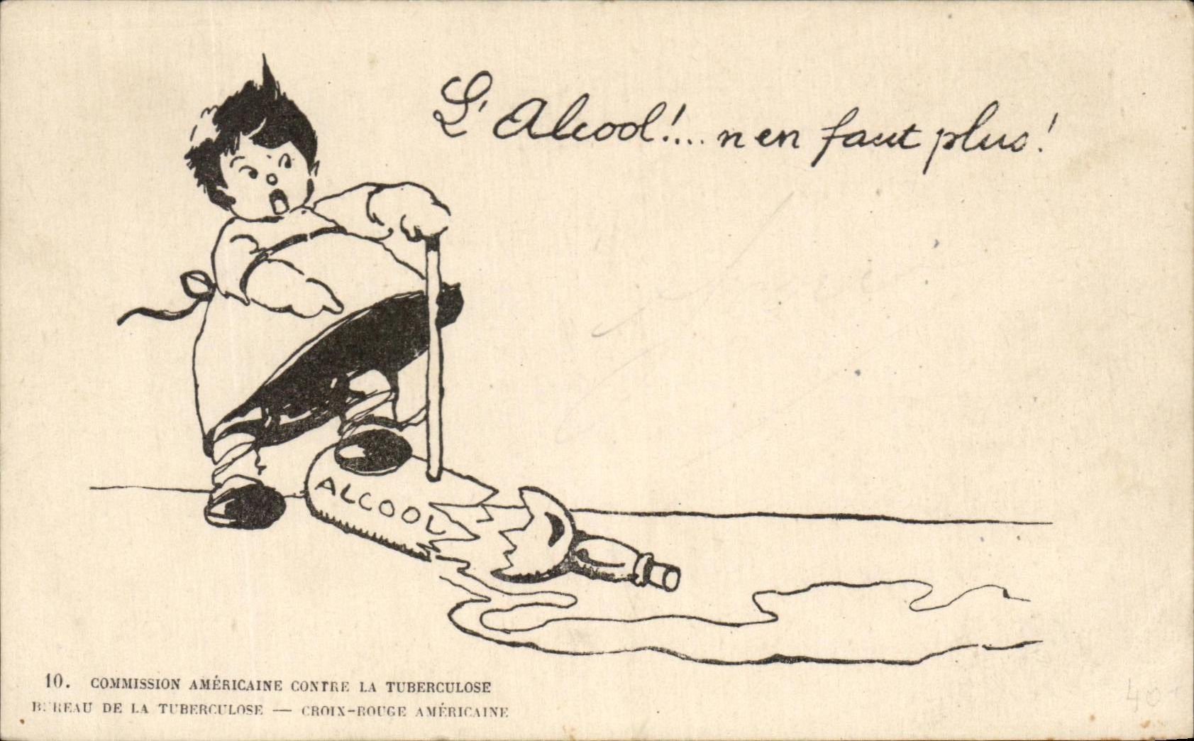 CPA Commission Americaine Contre La Tuberculose Enfant Alcool