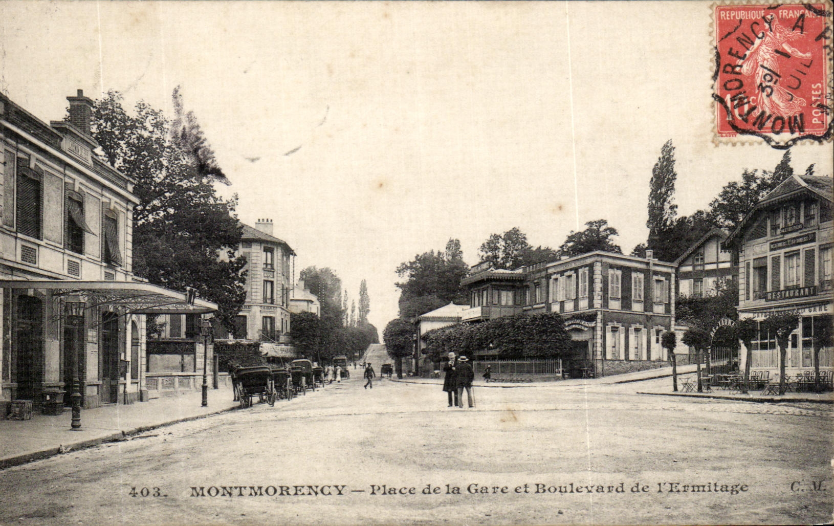 CPA Montmorency Places Station And Boulevard Of the Hermitage