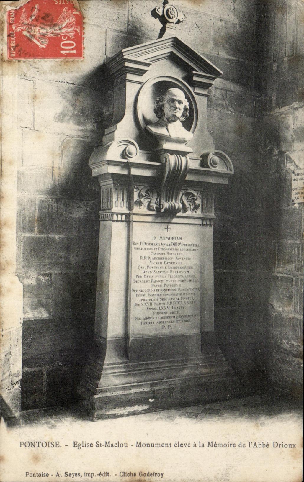 El monumento del St Maclou de la iglesia de CPA Pontoise levanto con la memoria del Abbe Drioux de I