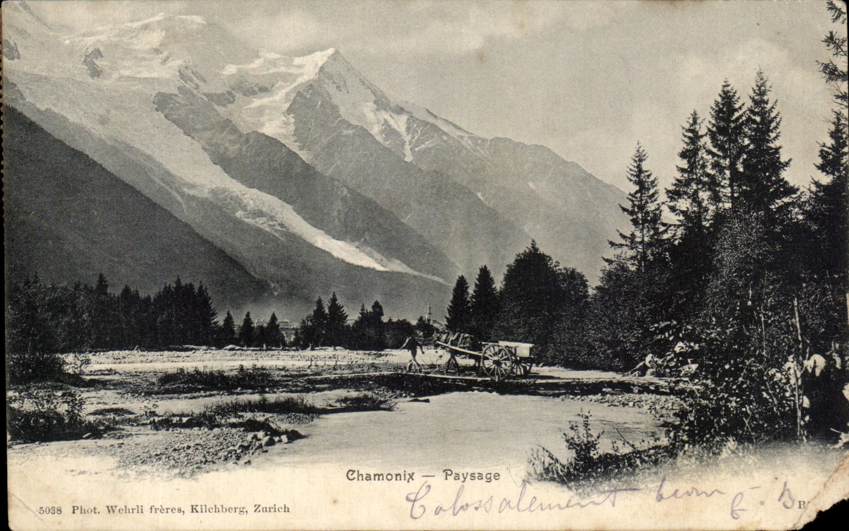 CPA Chamonix Paysage Charette
