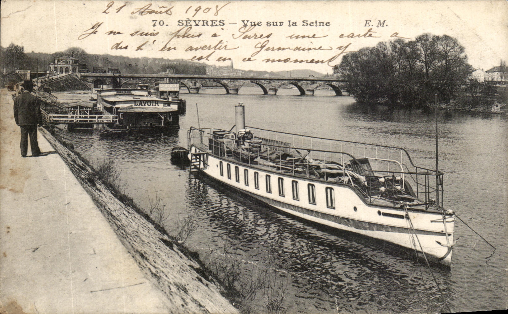 CPA separan el La visto de Sur la lavanderia automatica del barco de Seine
