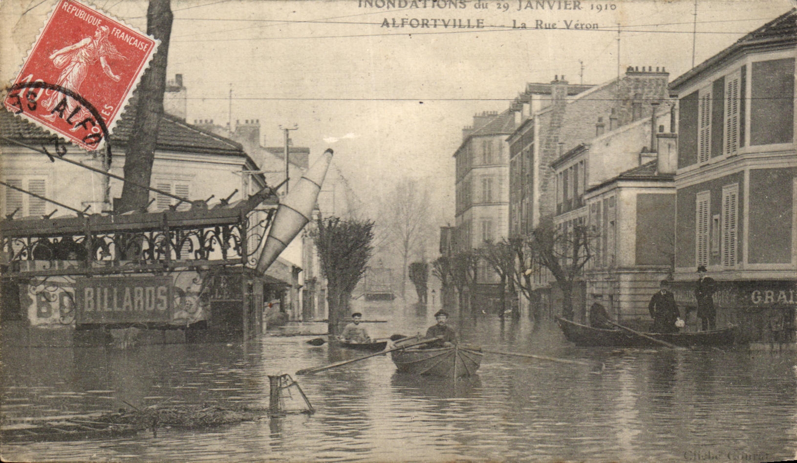 CPA Floods Of January 29th 1910 <>Alfortville La</> Street Minnow