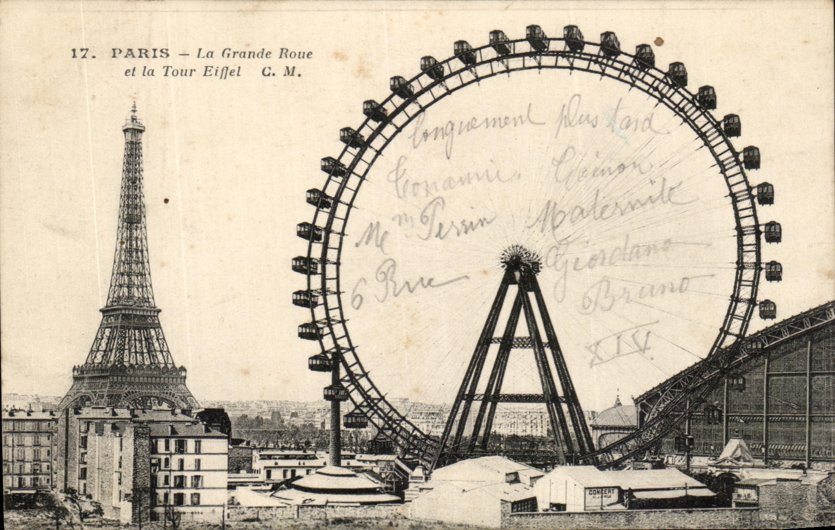 CPA Paris La Grande Roue Et Le Tour Eiffel