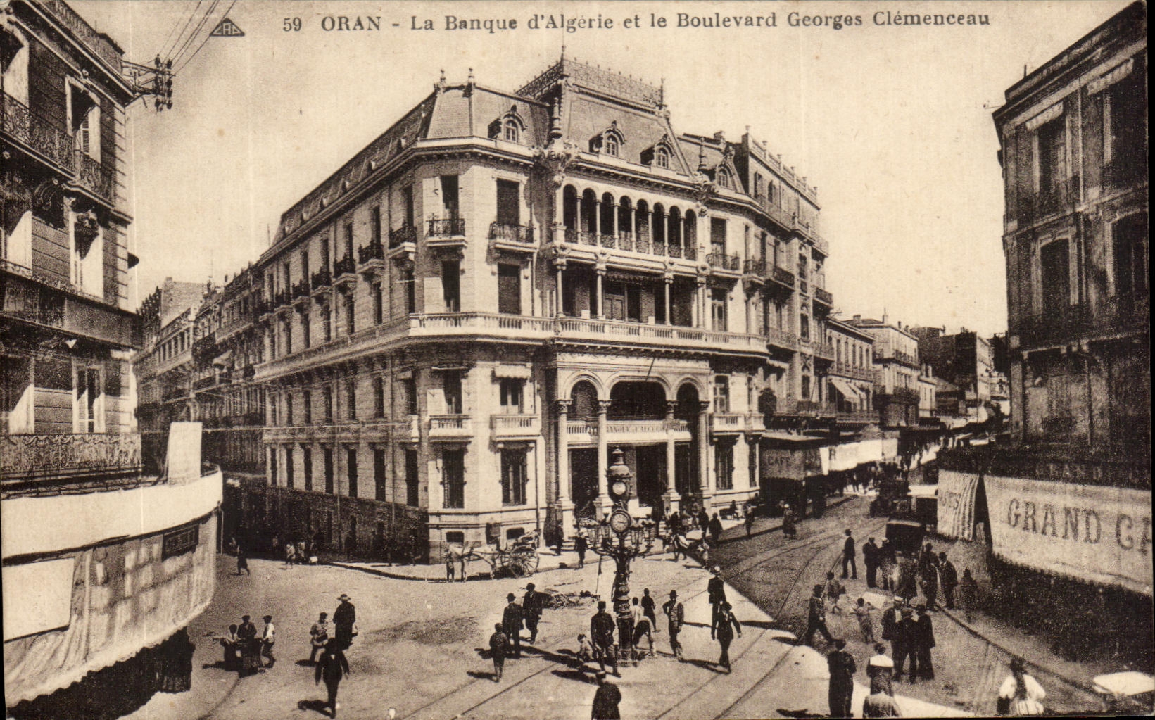 CPA Oran La Banks of Algeria And the Boulevard Georges Clemenceau Algerie
