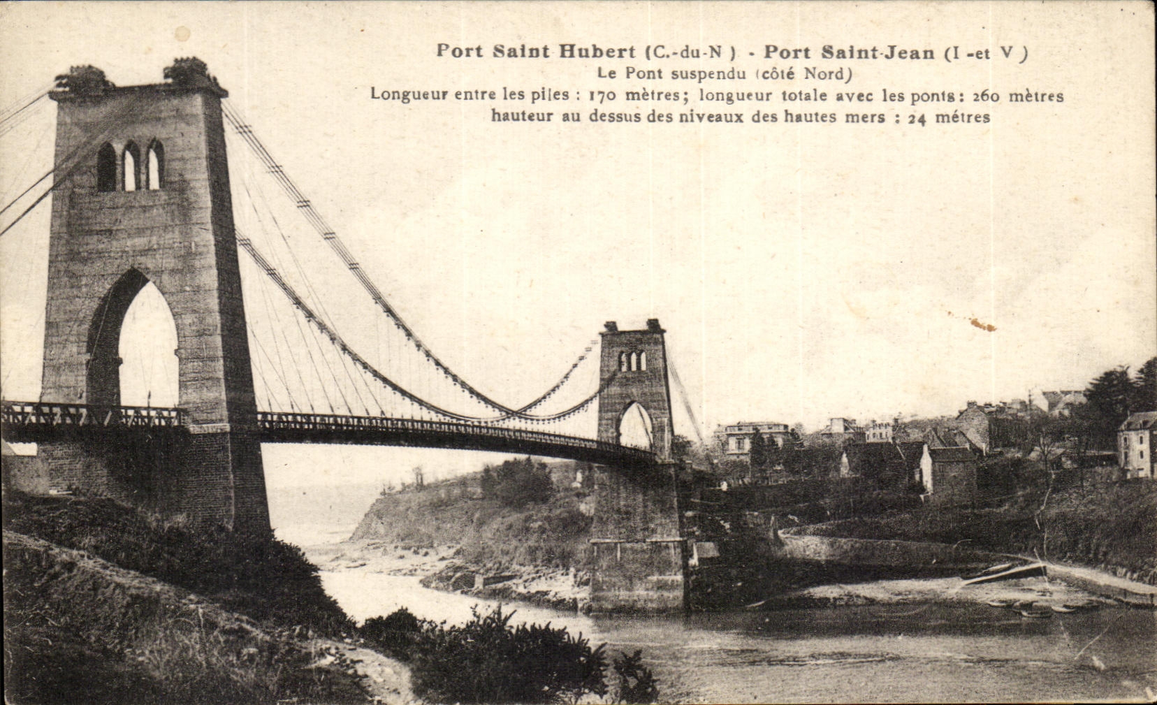 CPA Port Saint Hubert Port Saint Jean the Suspension Bridge