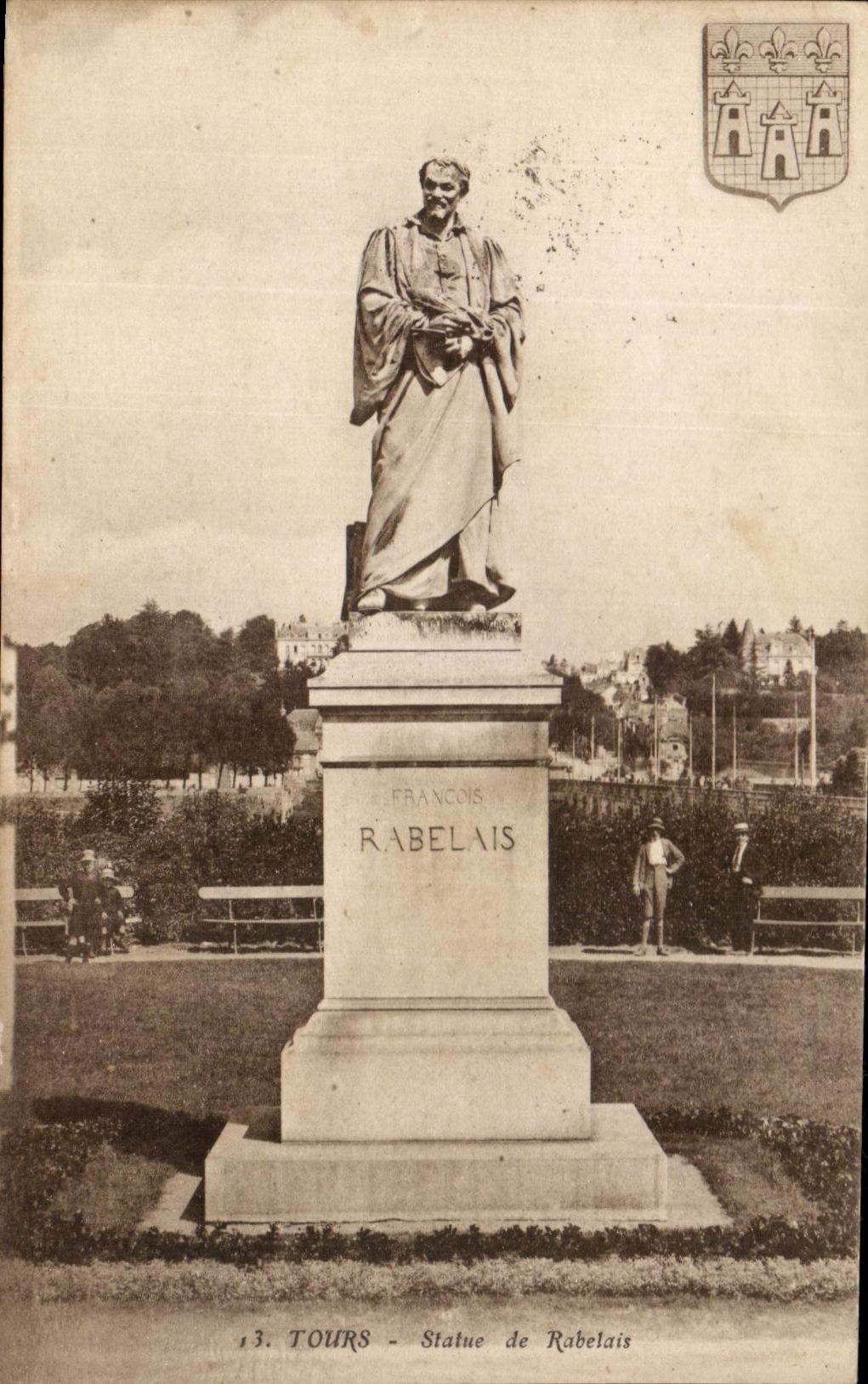 CPA Tours Statue de Rabelais
