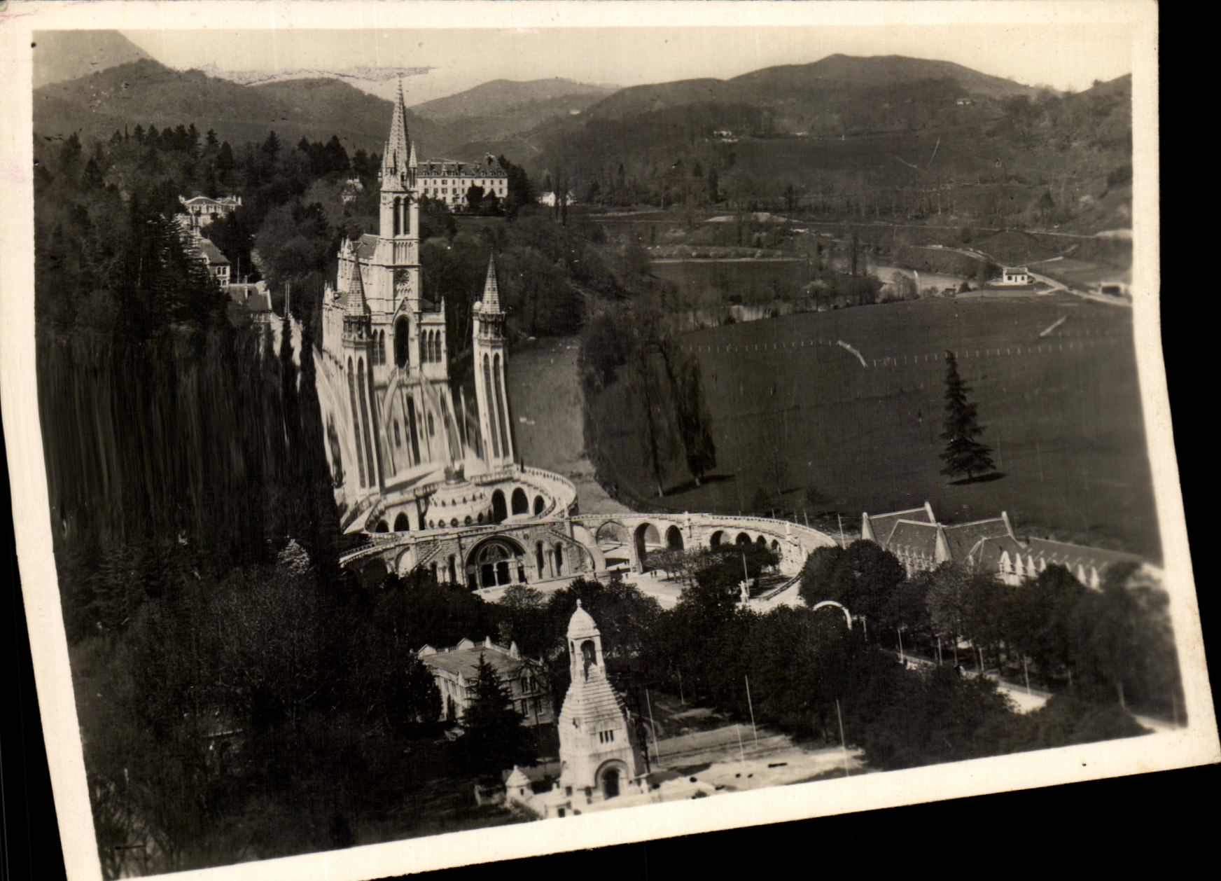 CPA Lourdes Basilica and the Interallied Monument seen of the Castle Fort