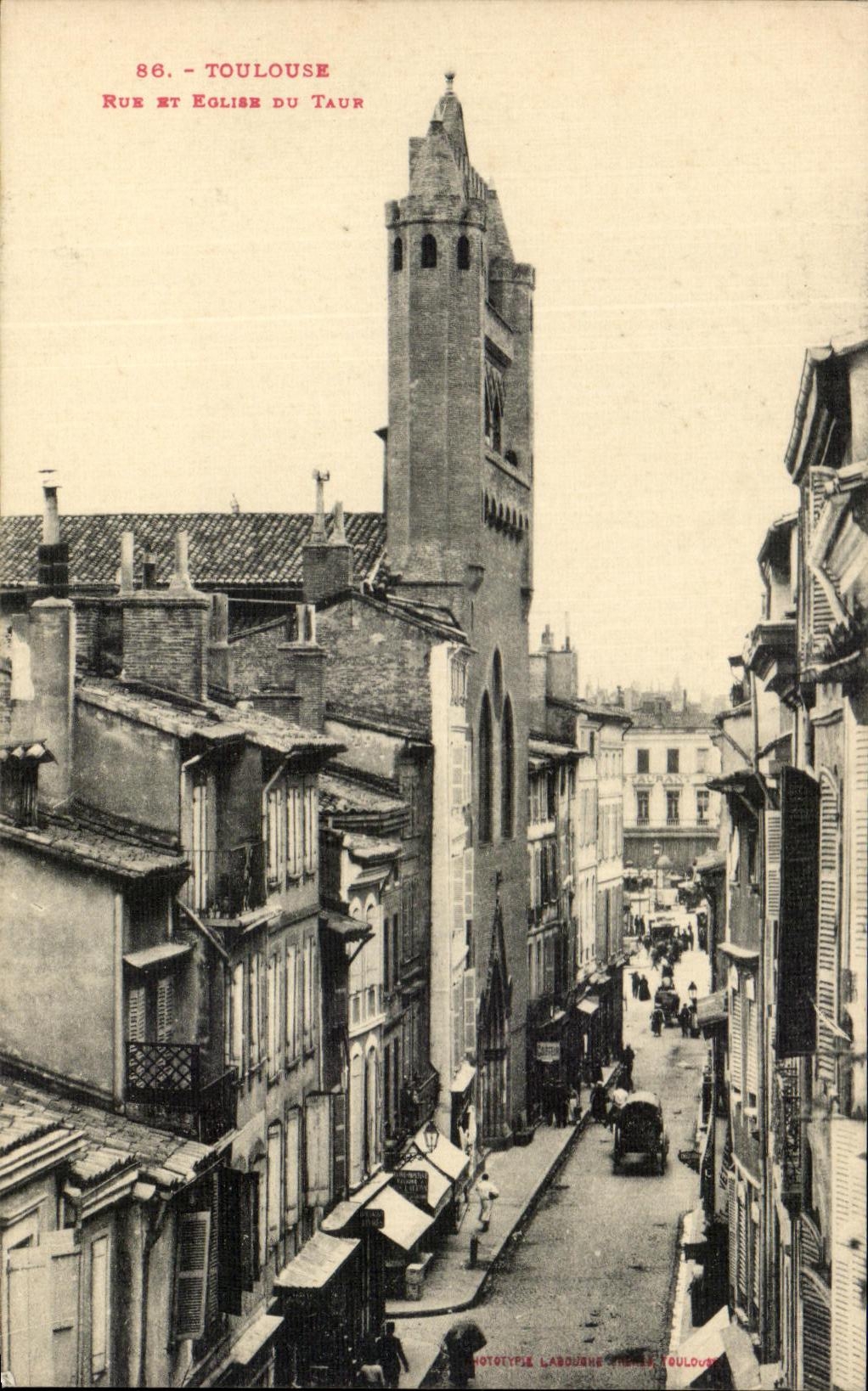 CPA Toulouse Rue Et eglise Du Taur