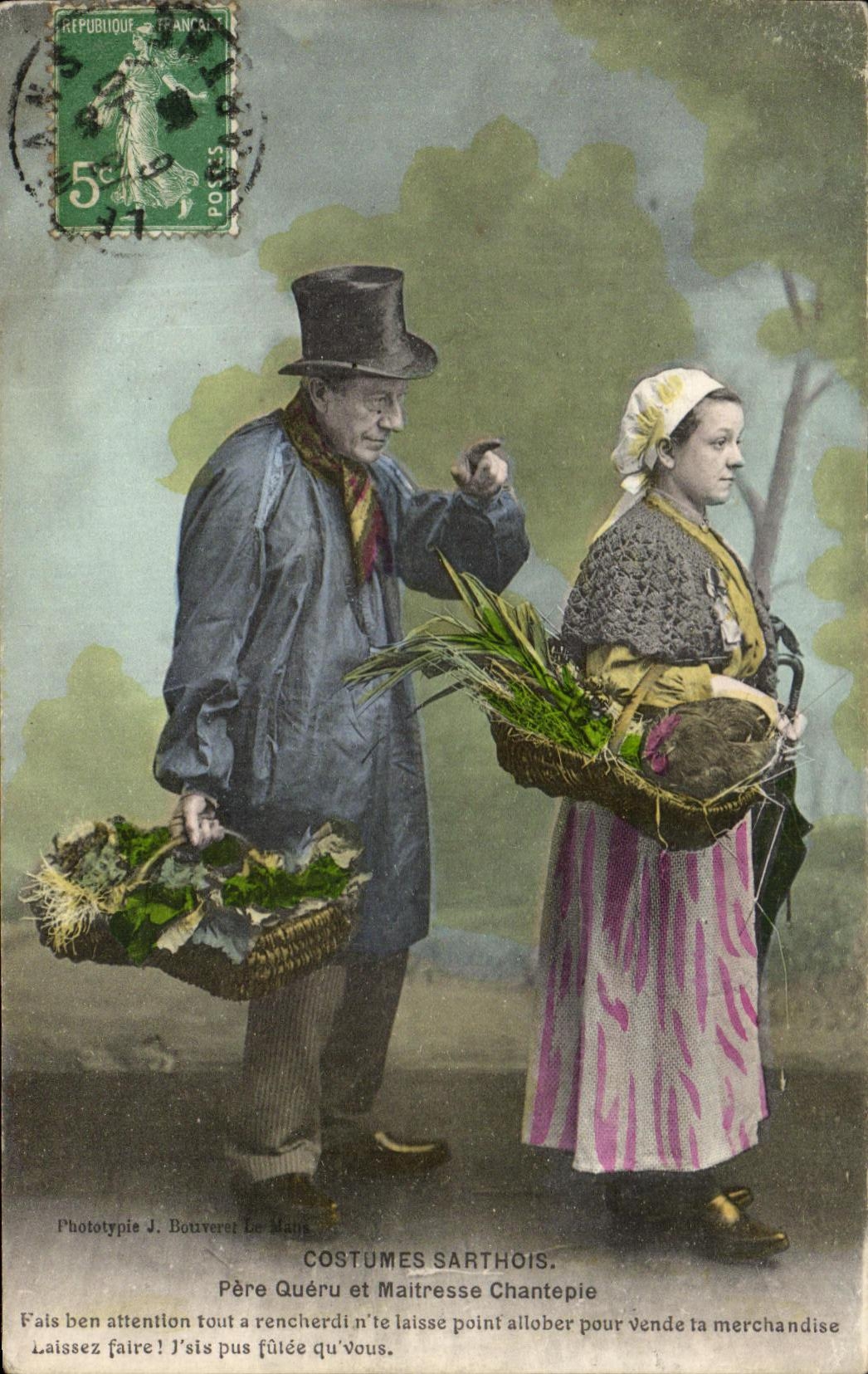 CPA Costumes Sarthos Pere Queru Et Maitresse Chantepie