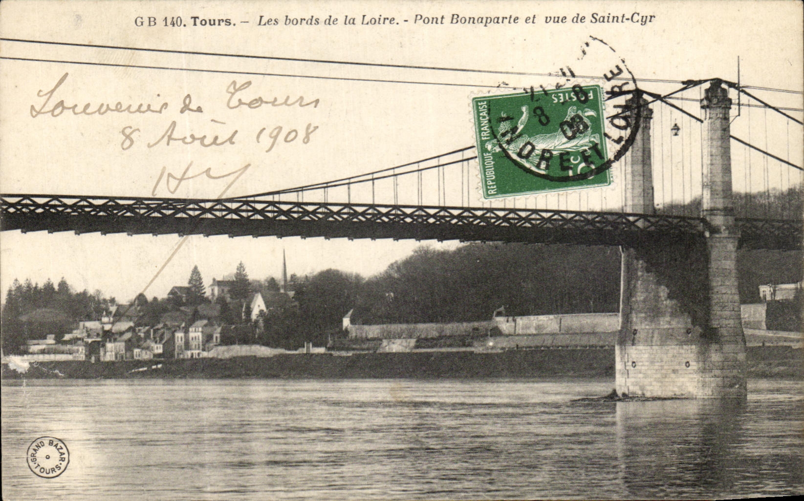 CPA Tours Les bords de la Loire Pont Bonaparte et vue de Saint Cyr