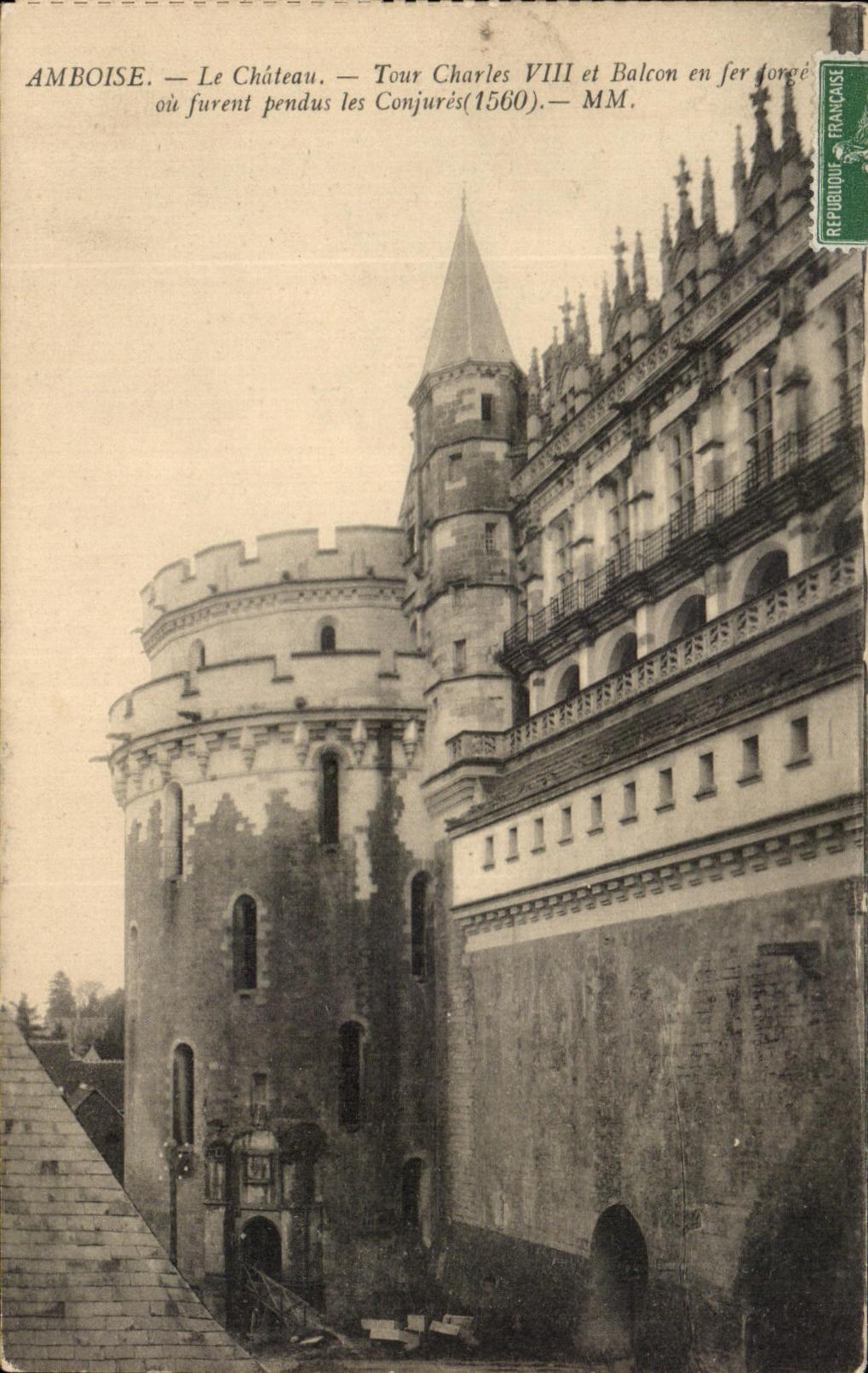 CPA Amboise la vuelta Charles VIII del castillo y balcon del hierro o fueron colgados a ellos conjuran