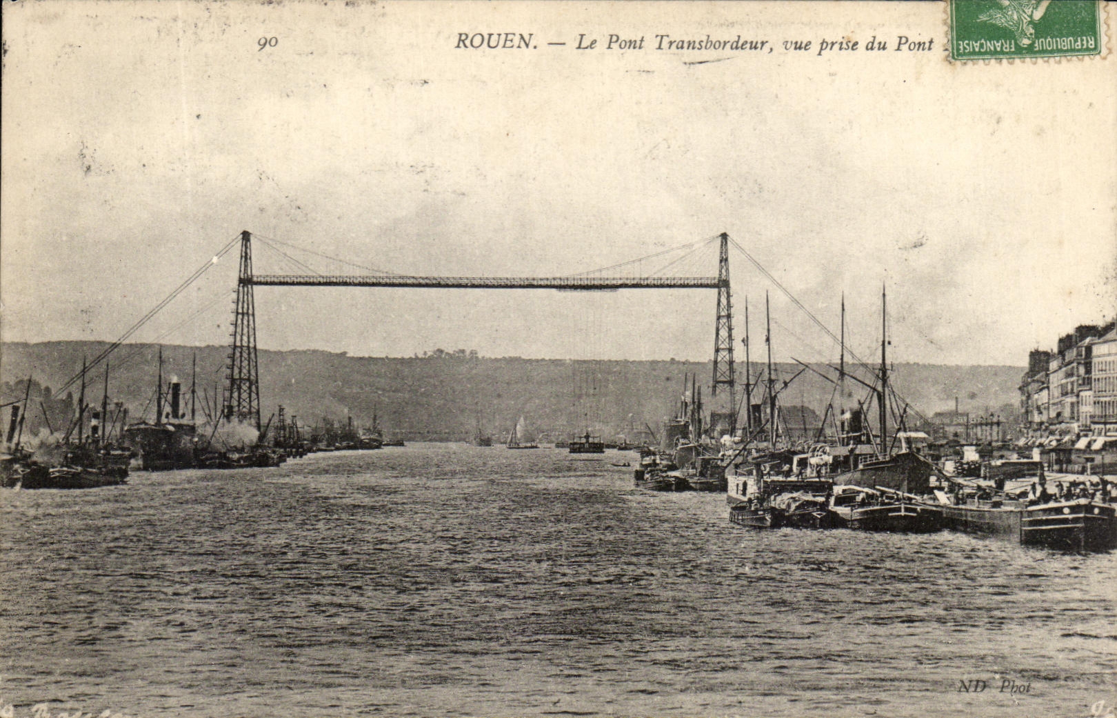 CPA Rouen the transporter bridge Seen from of the bridge Boats