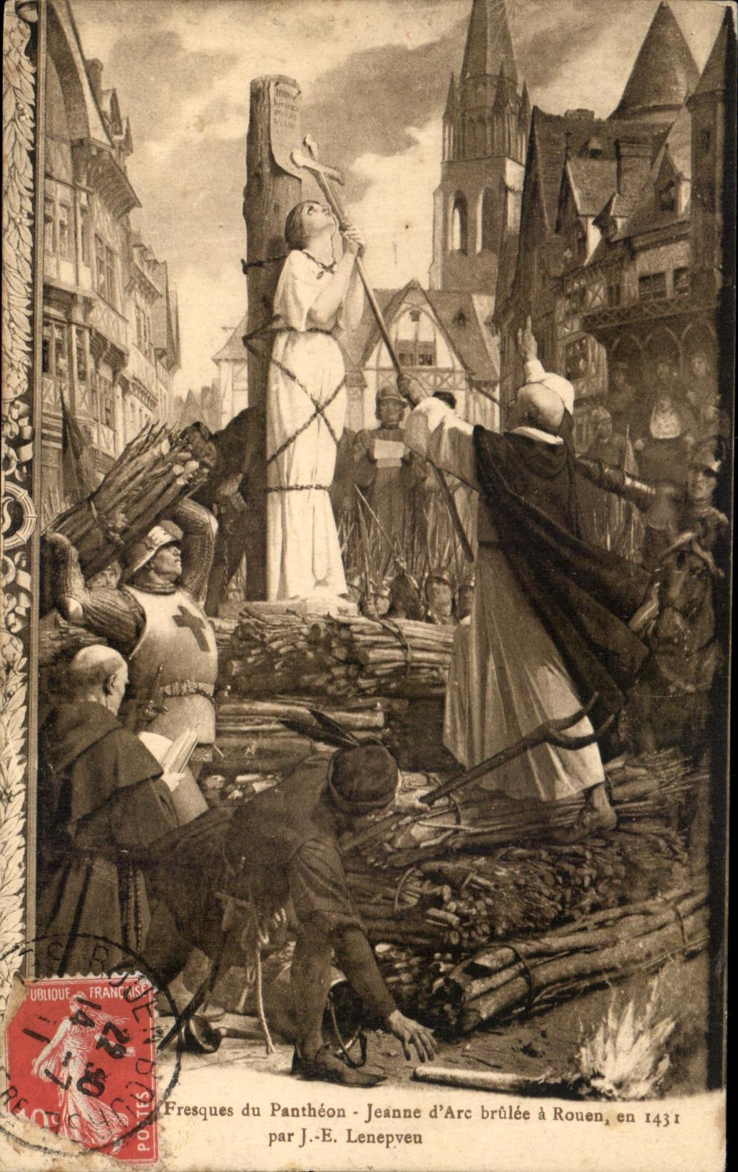 CPA Fresque of the Pantheon Jeanne d' Arc brulee has Rouen In 1431 Per J F Lenepveu