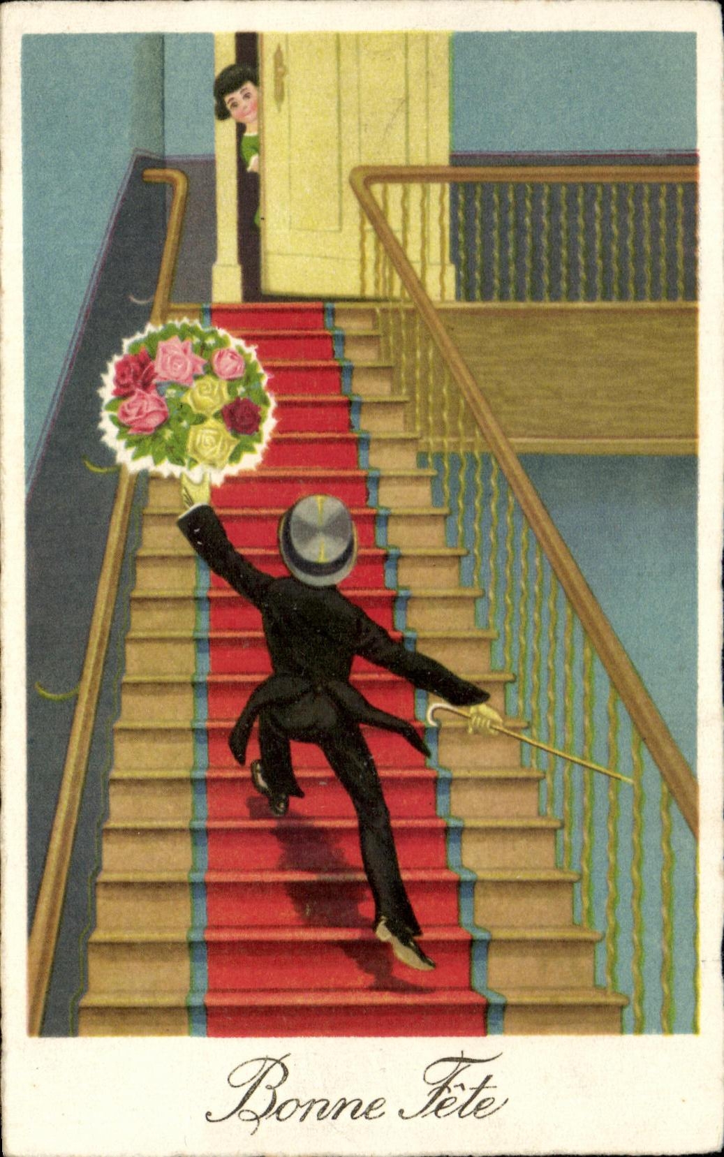 CPA Bonne Fete Homme Fleurs 