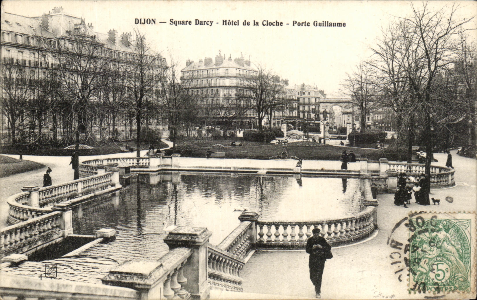 CPA Dijon Public garden Darcy Hotel of the Bell Guillaume Gate