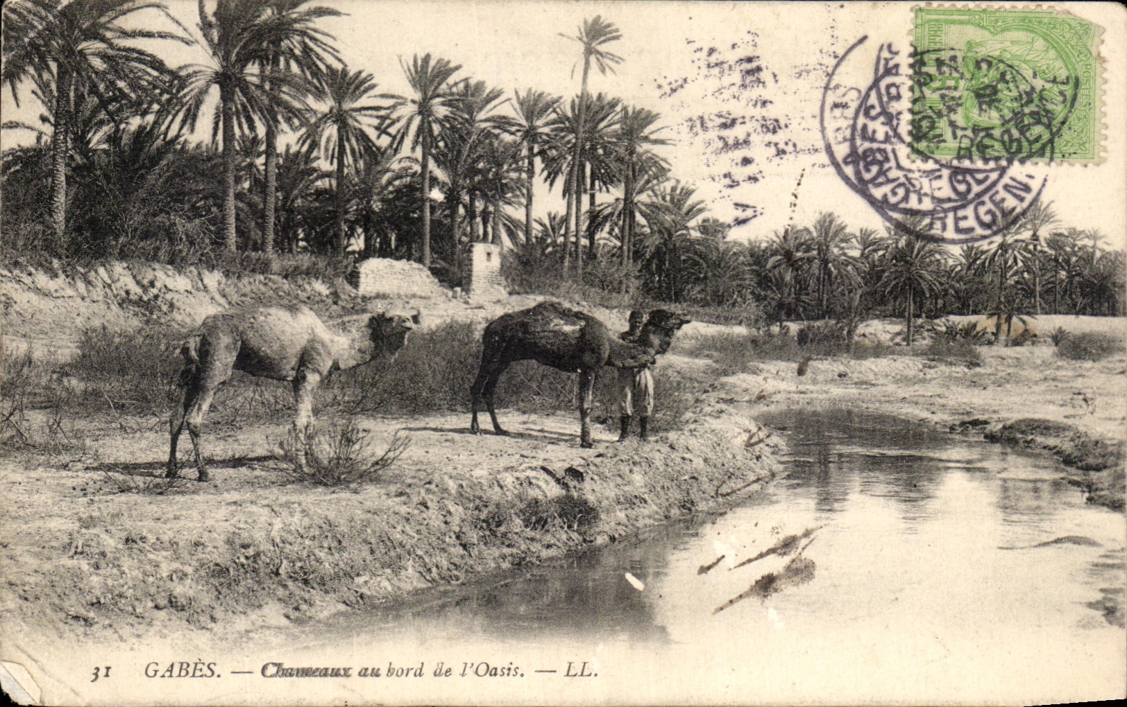 CPA chaneaux Gabes at the edge of I' Oasis Tunisia