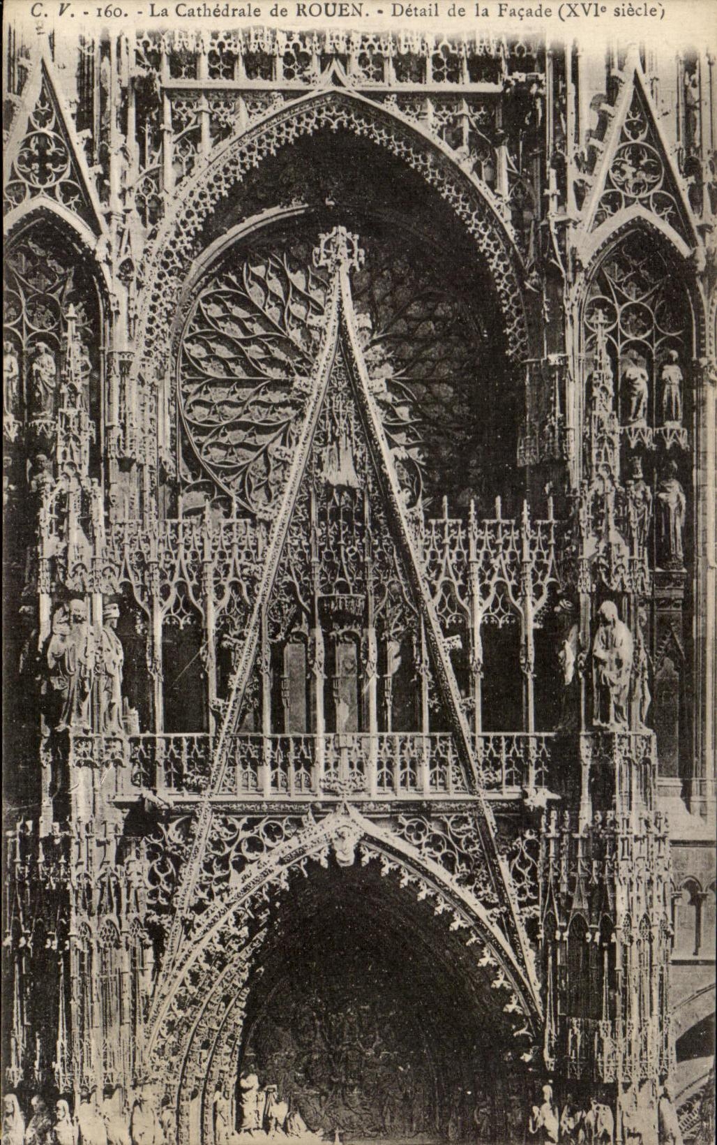 CPA the Cathedral of Rouen Detail of the Frontage
