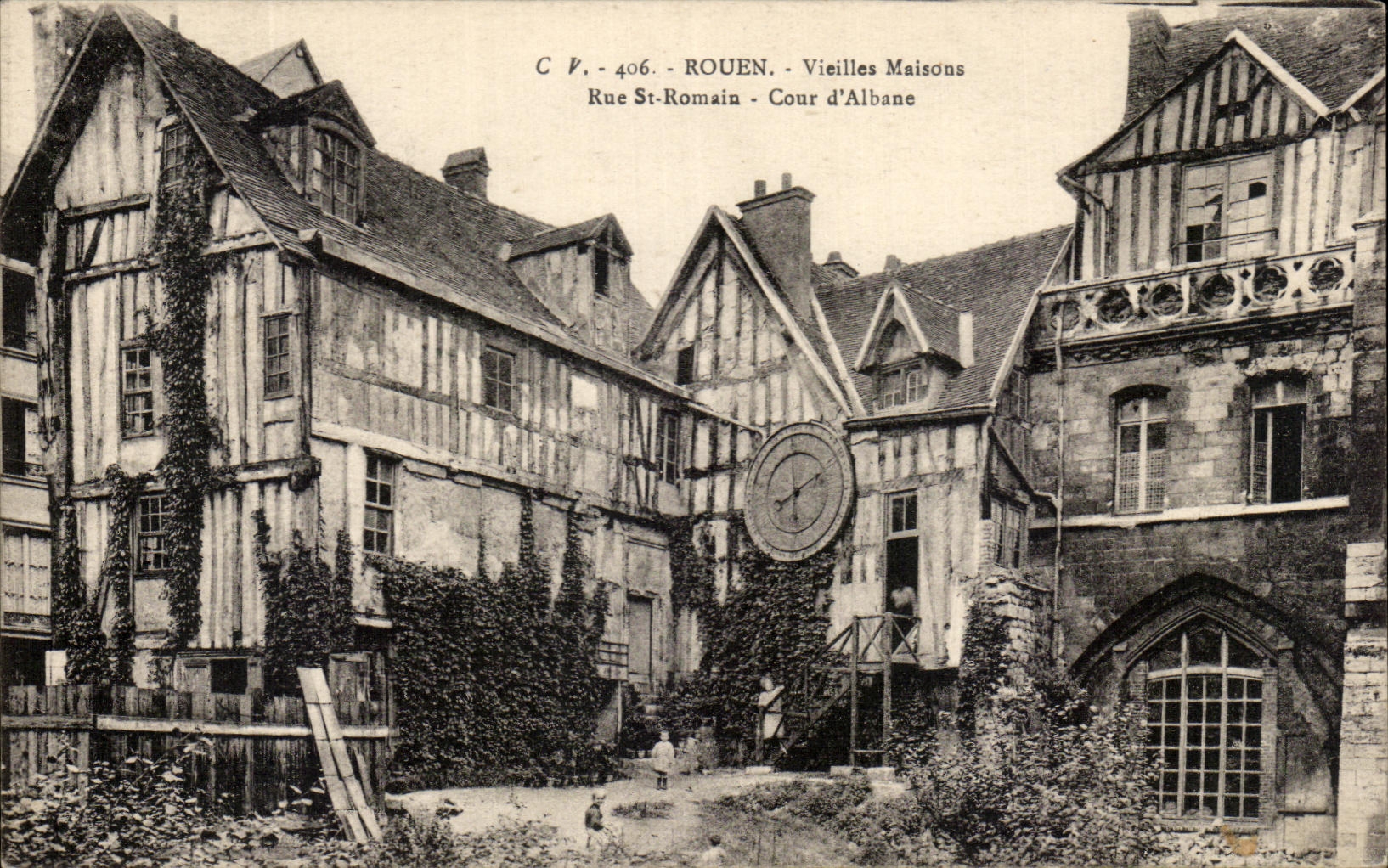 CPA Rouen Old women Houses Street St Romain Court of Albane