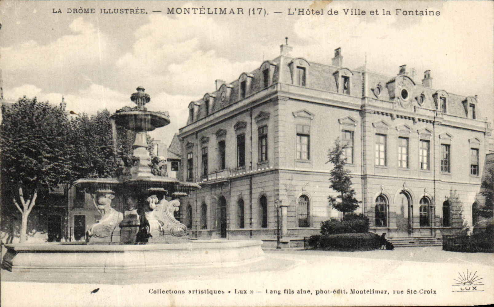 CPA Drome Illustrated Montelimar the Town hall and the Fountain