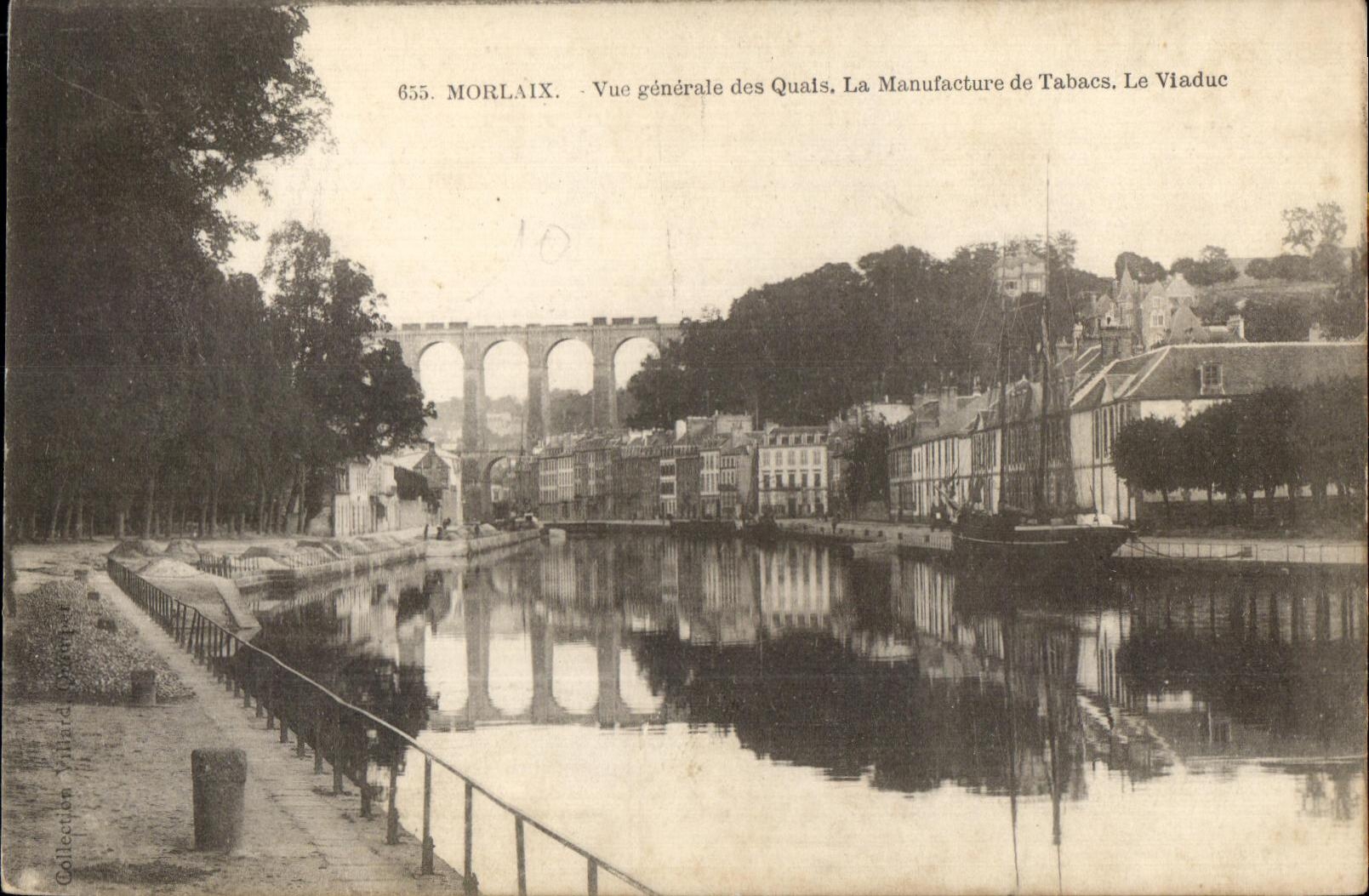 CPA Morlaix View of Quais La Tobacco factory the Viaduct Boat