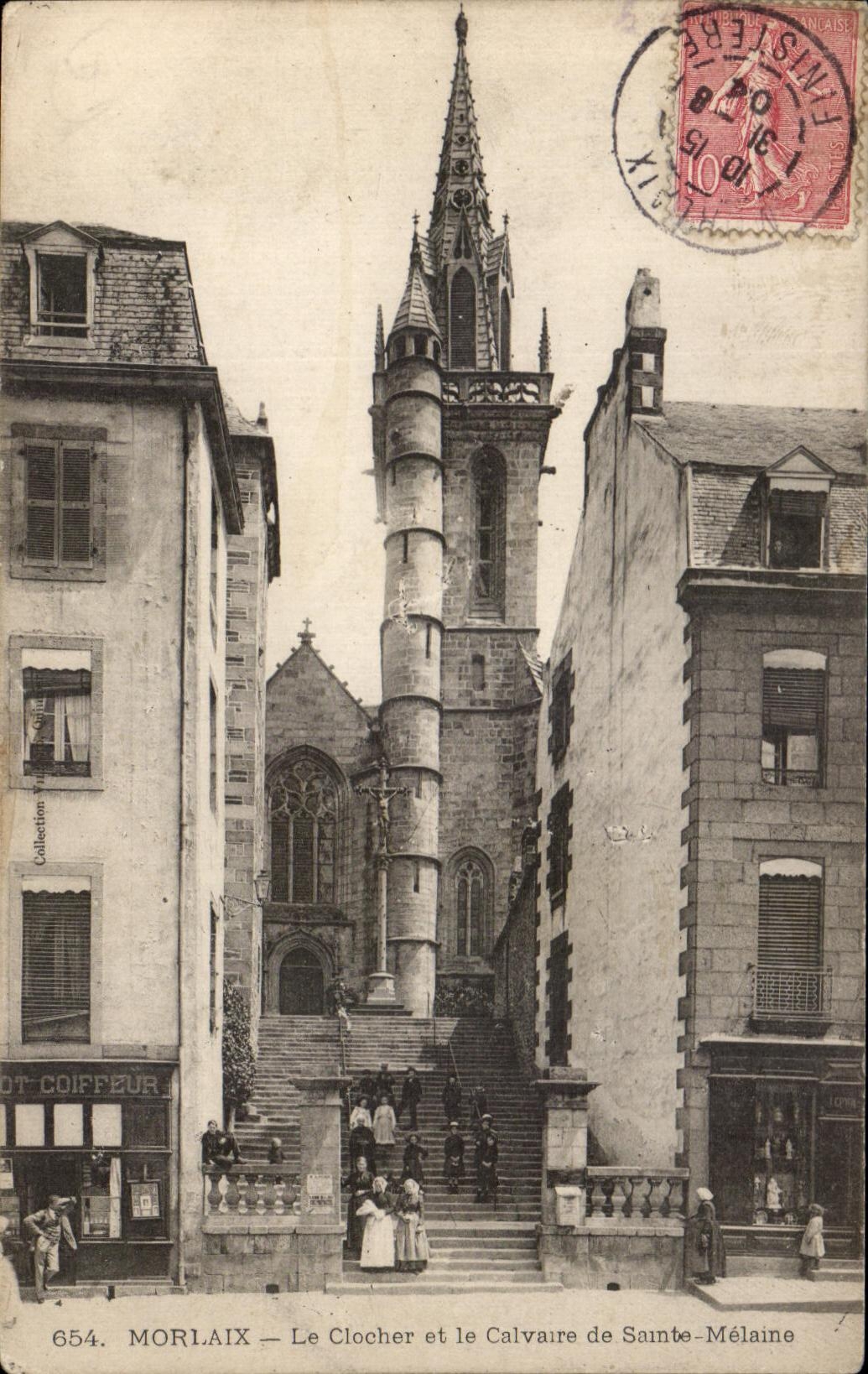 CPA Morlaix the Bell-tower and the Martyrdom of Sainte Melaine Children (nice shot)