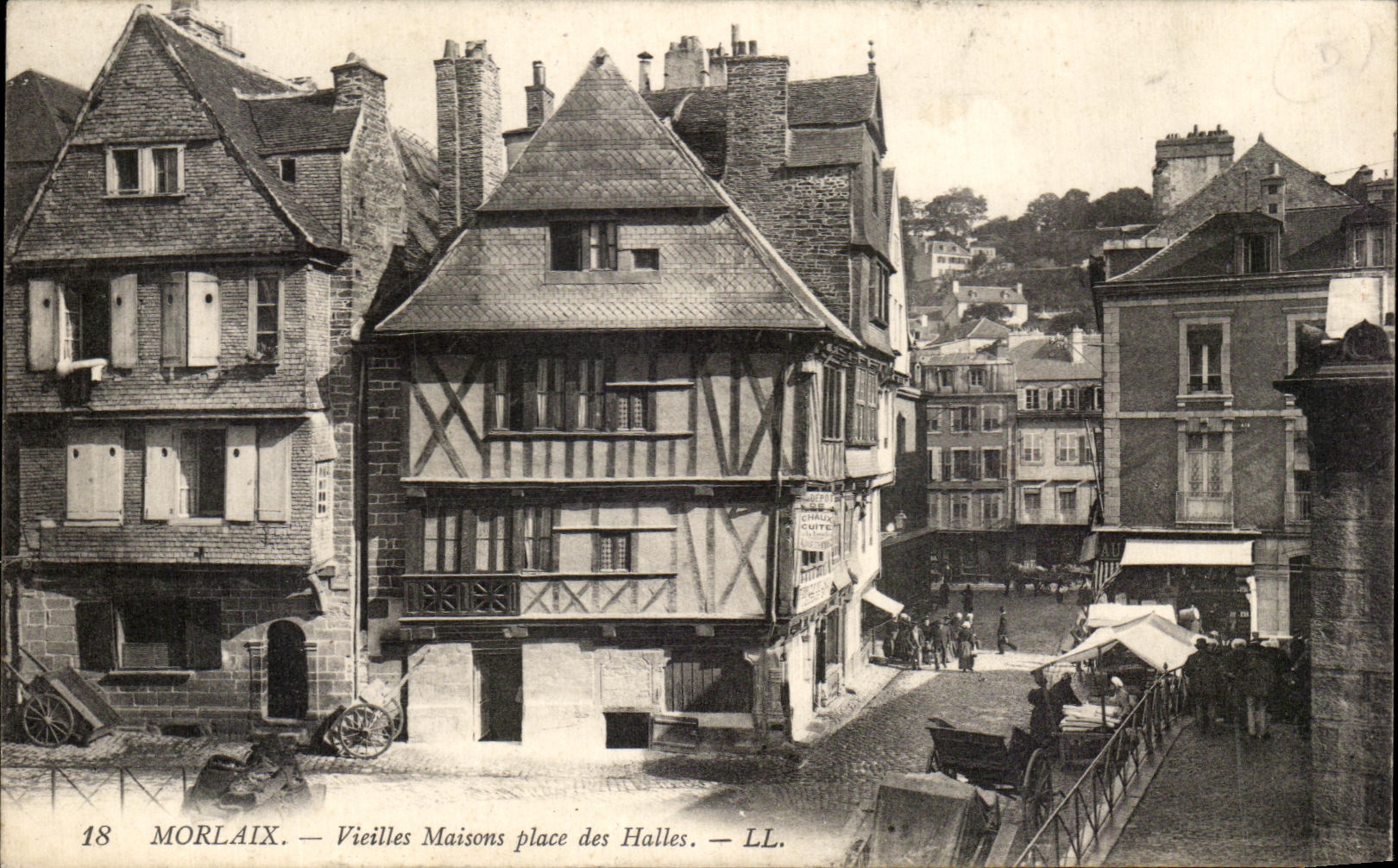 CPA Morlaix Vieilles Houses Places Markets