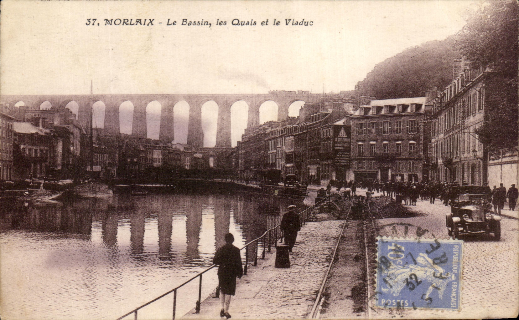 CPA Morlaix the Basin Quays And the Viaduct
