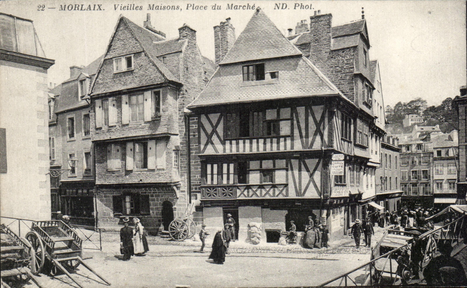 CPA Morlaix Vieilles Houses Places Market