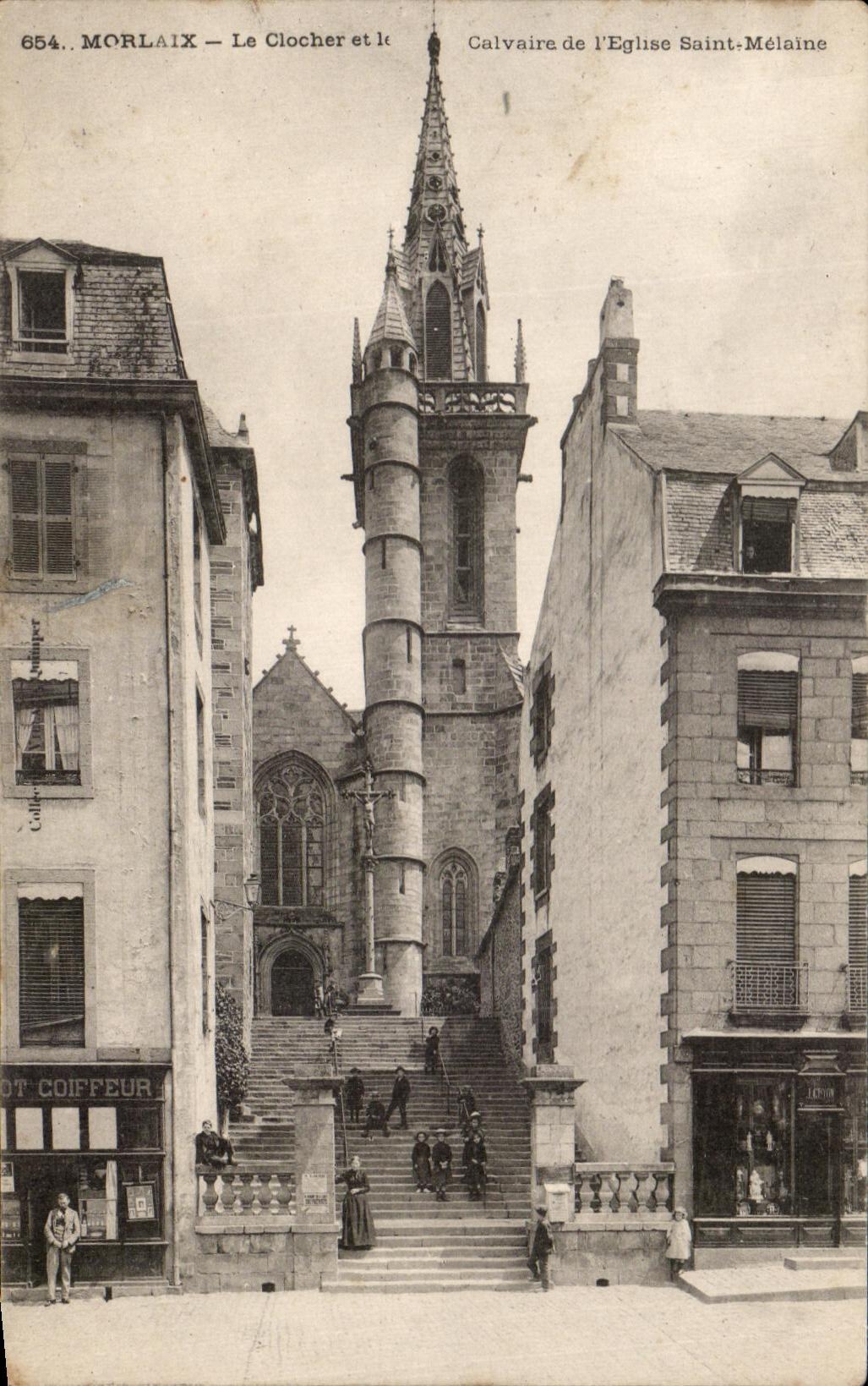 CPA Morlaix the Bell-tower and the Martyrdom of I' Eglise Saint Melaine Children (nice shot)