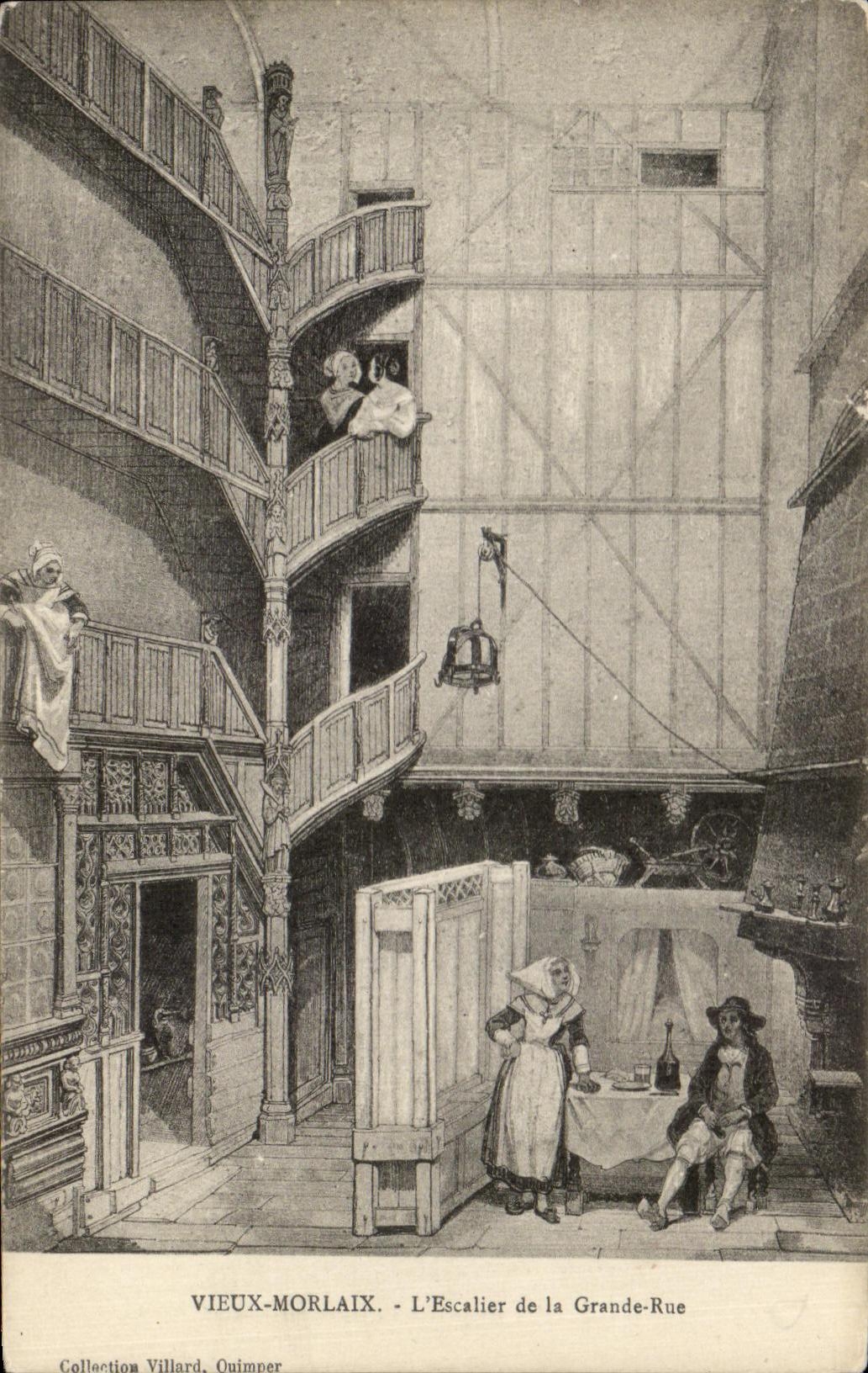 CPA Old Morlaix the Staircase of Main street