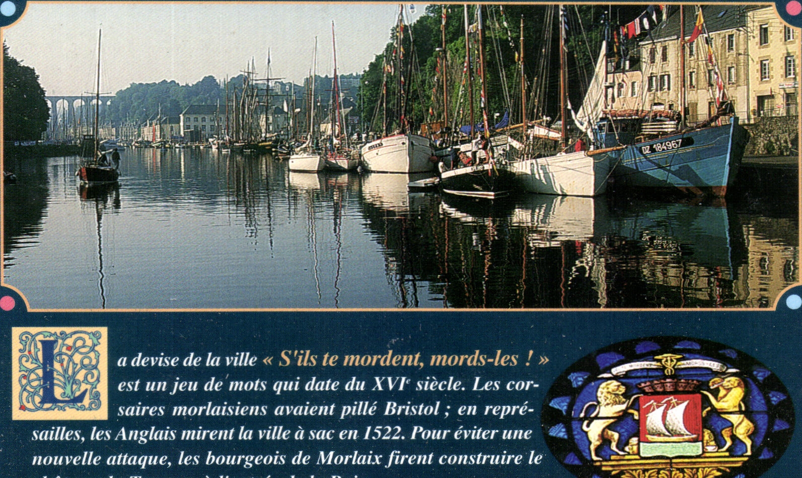 MODERN CARD Morlaix the Basin and the Viaduct Boats