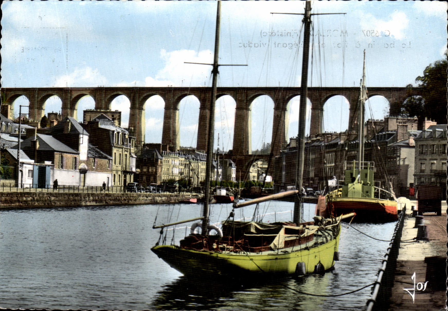 CPSM Morlaix the Wet dock and the elegant Bateau viaduct