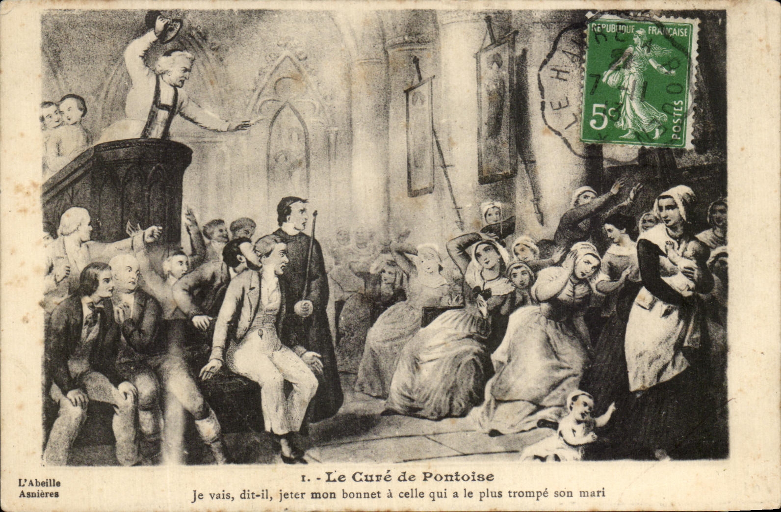 CPA Le Cure De Pontoise Je Vais Dit Il Jeter Mon Bonnet A Celle Qui A Le Plus Trompe Son Mari