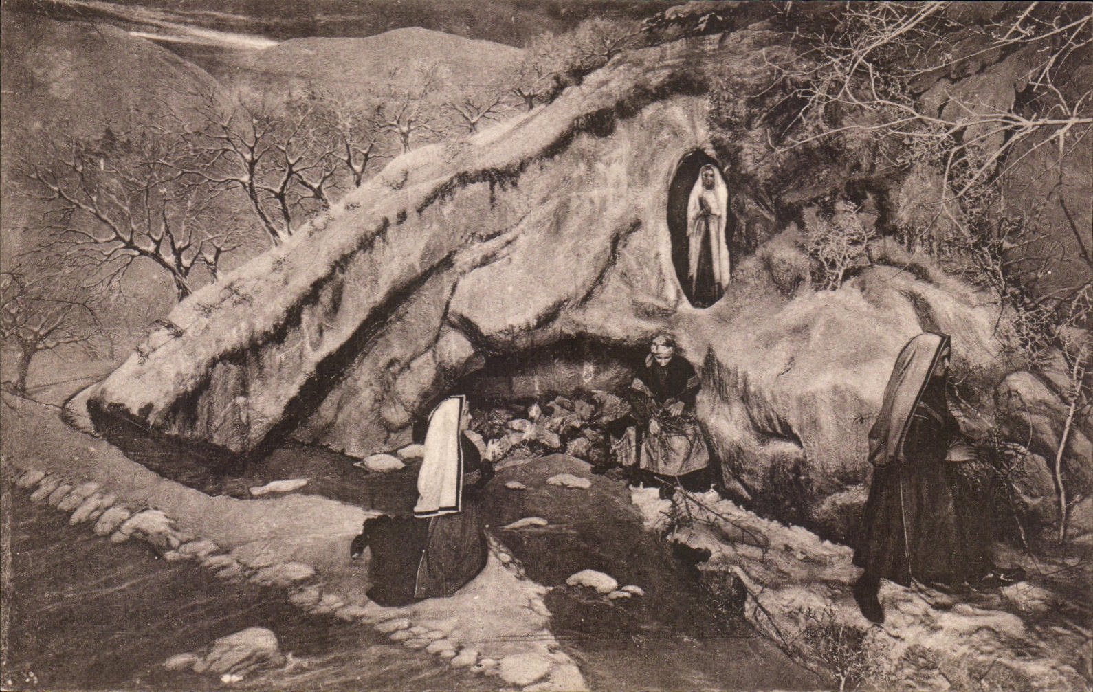 CPA Sainte Vierge Apparait Pour La Premiere Fois a Bernadette Soubirous