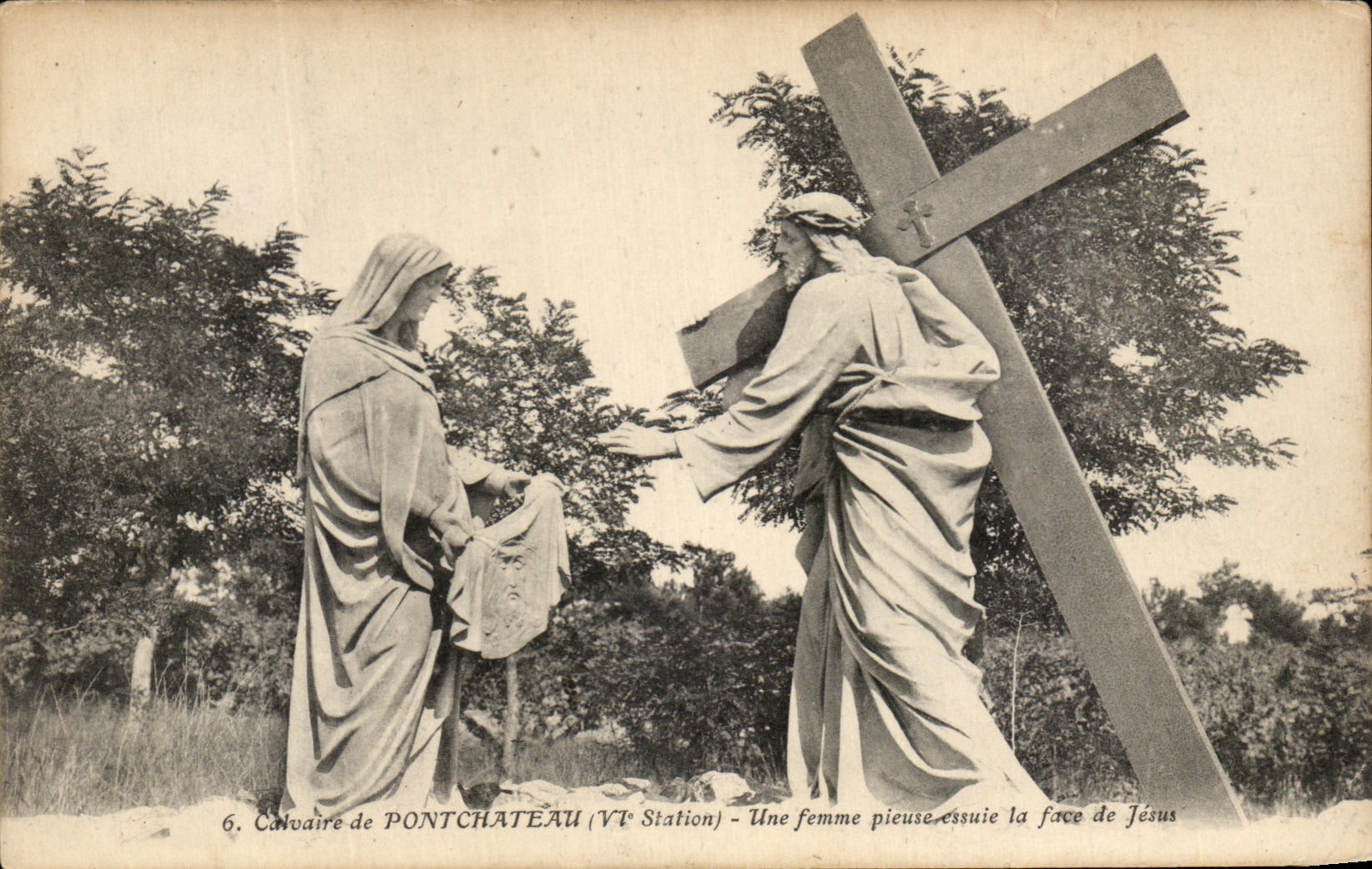 CPA Pontchateau a pious woman essuie the face of Jesus