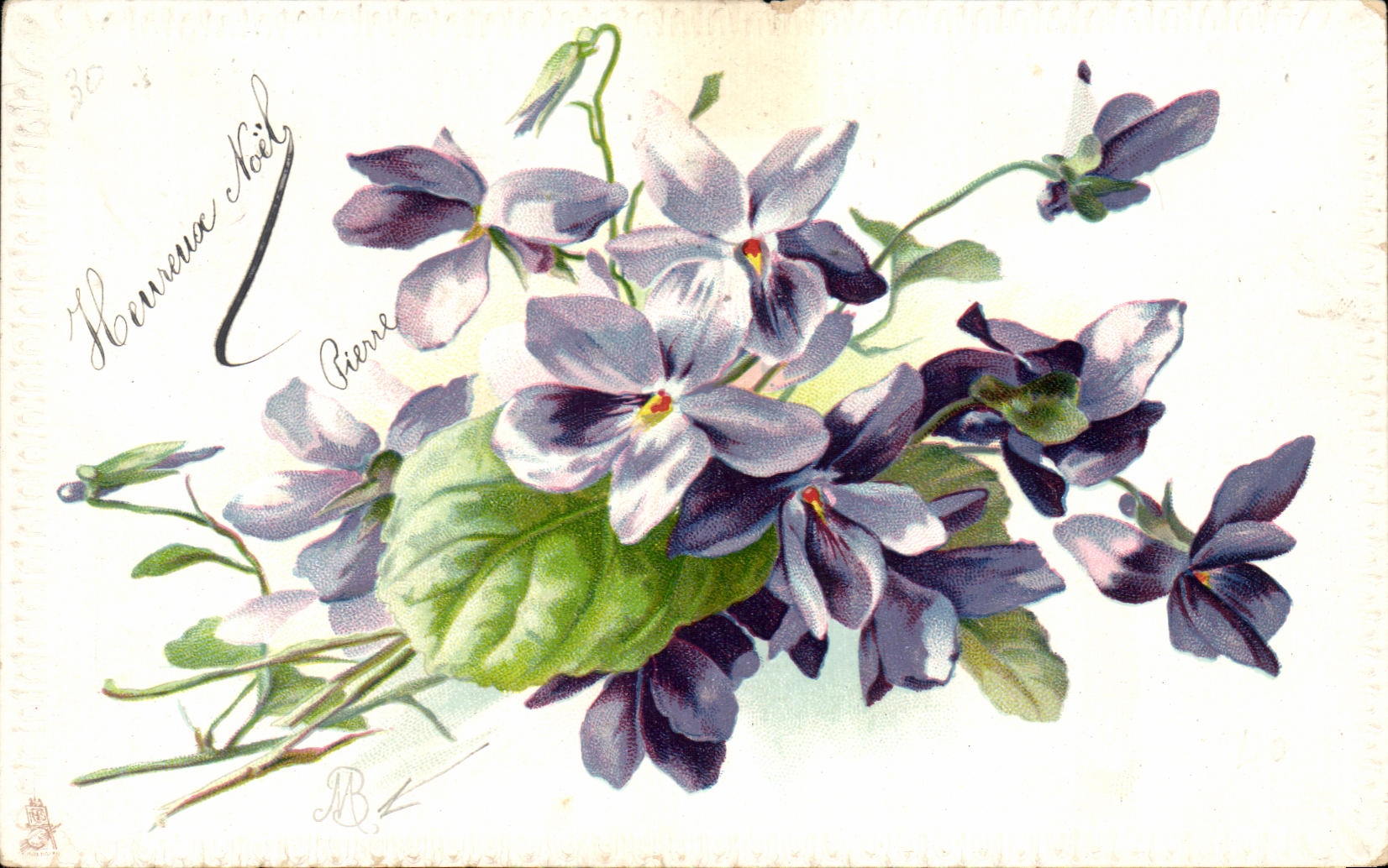 CPA Heureux Noel Pierre fleurs