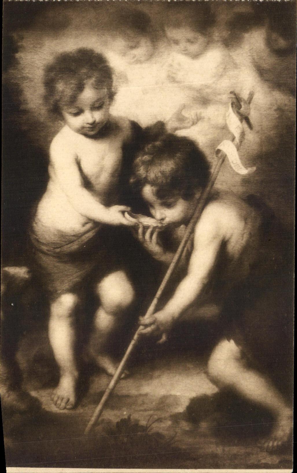 CPA Jesus San Juan Los Ninos of Concha Murillo Museo Del Prado Madrid