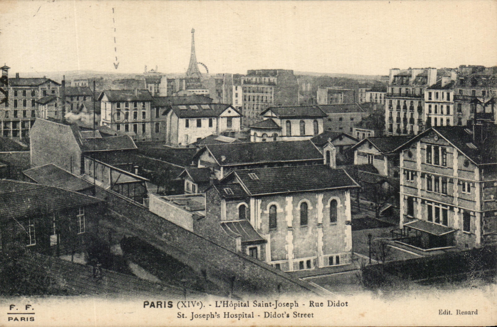 CPA Paris the Hospital Saint Joseph Street Didot Eiffel Tower