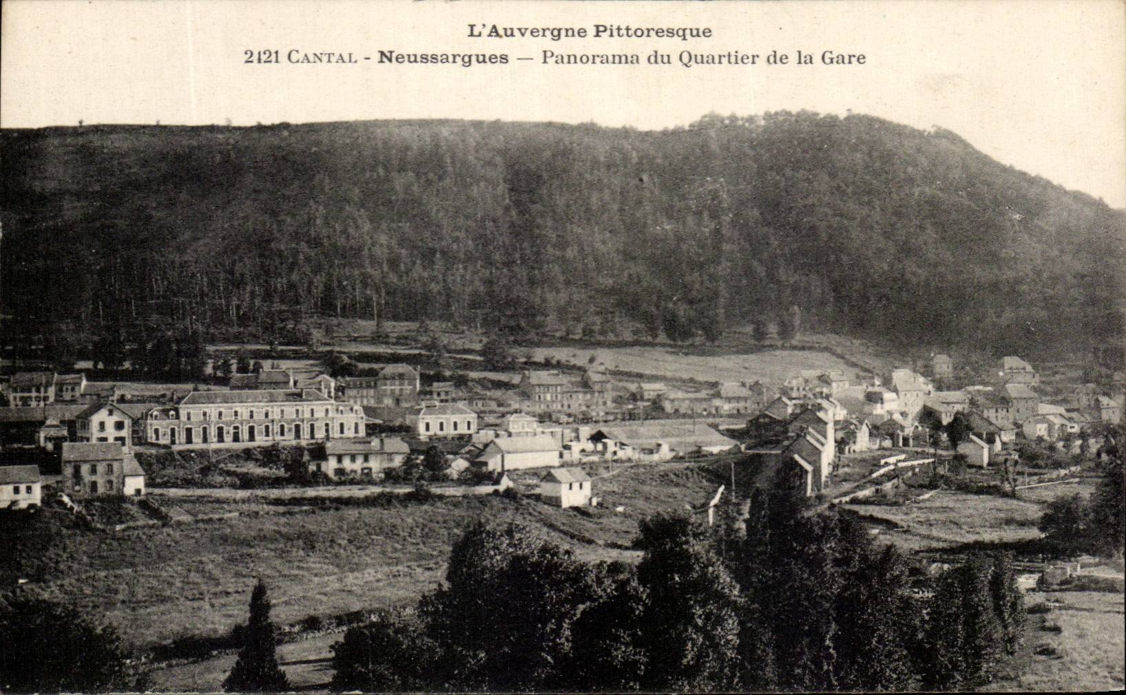 CPA L'Auvergne Pittoresque Cantal Neussargues Panorama du Quartier de la Gare